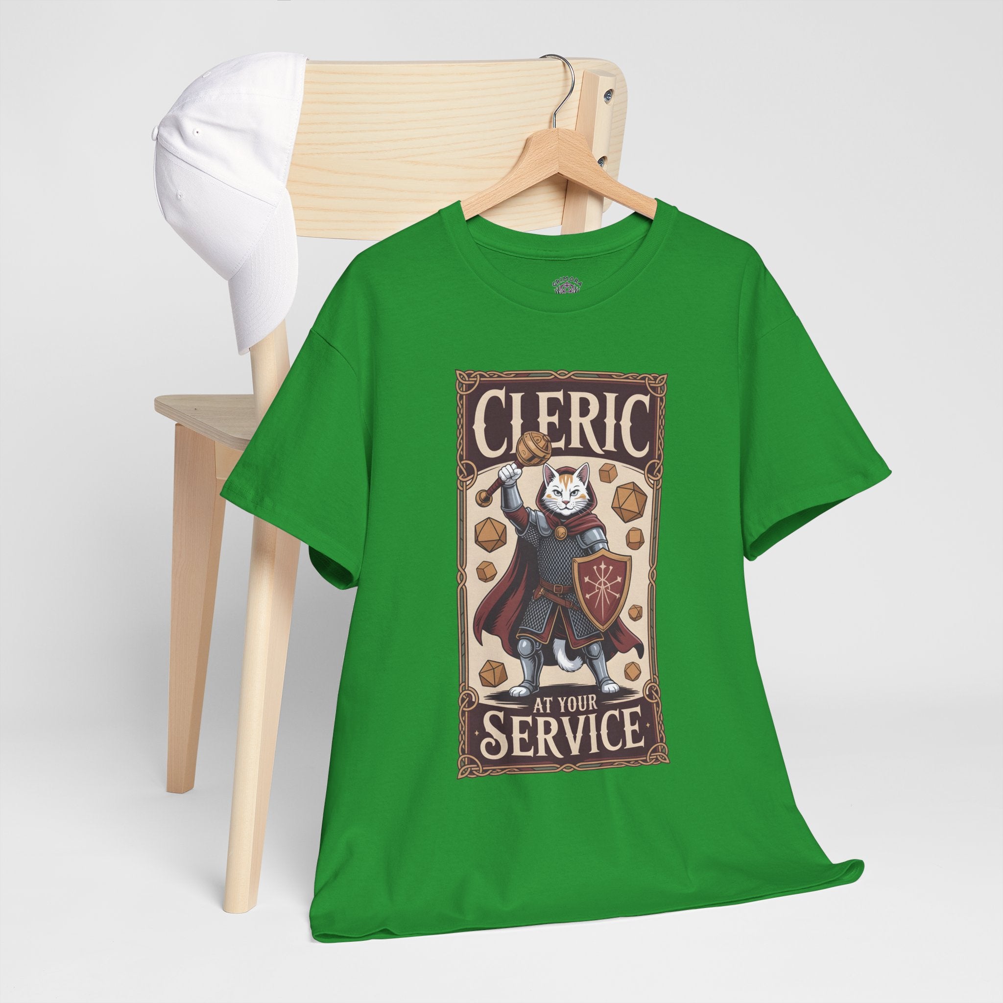 Cleric Cat at Your Service D&D T-shirt | Cat Lover RPG Gift