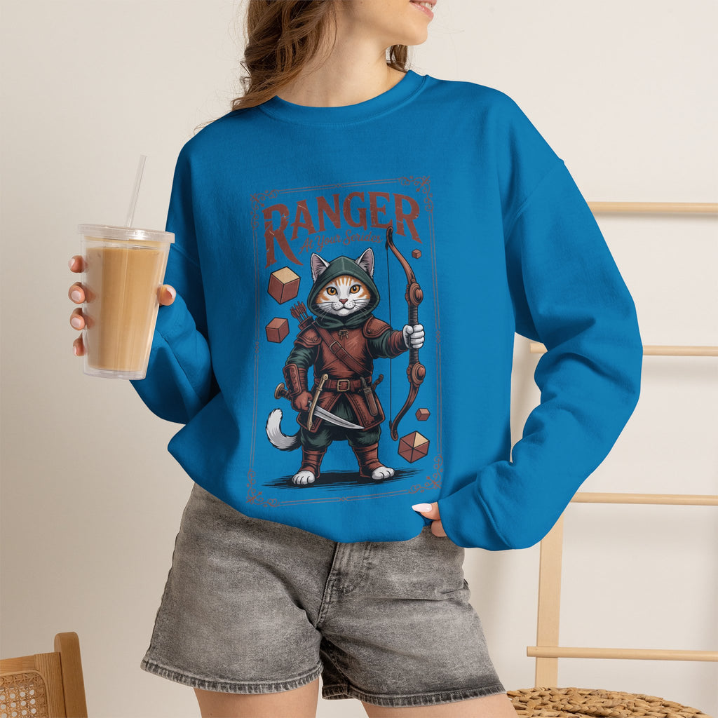 Ranger Cat at Your Serivece D&D Sweatshirt | Cat Lover RPG Gift