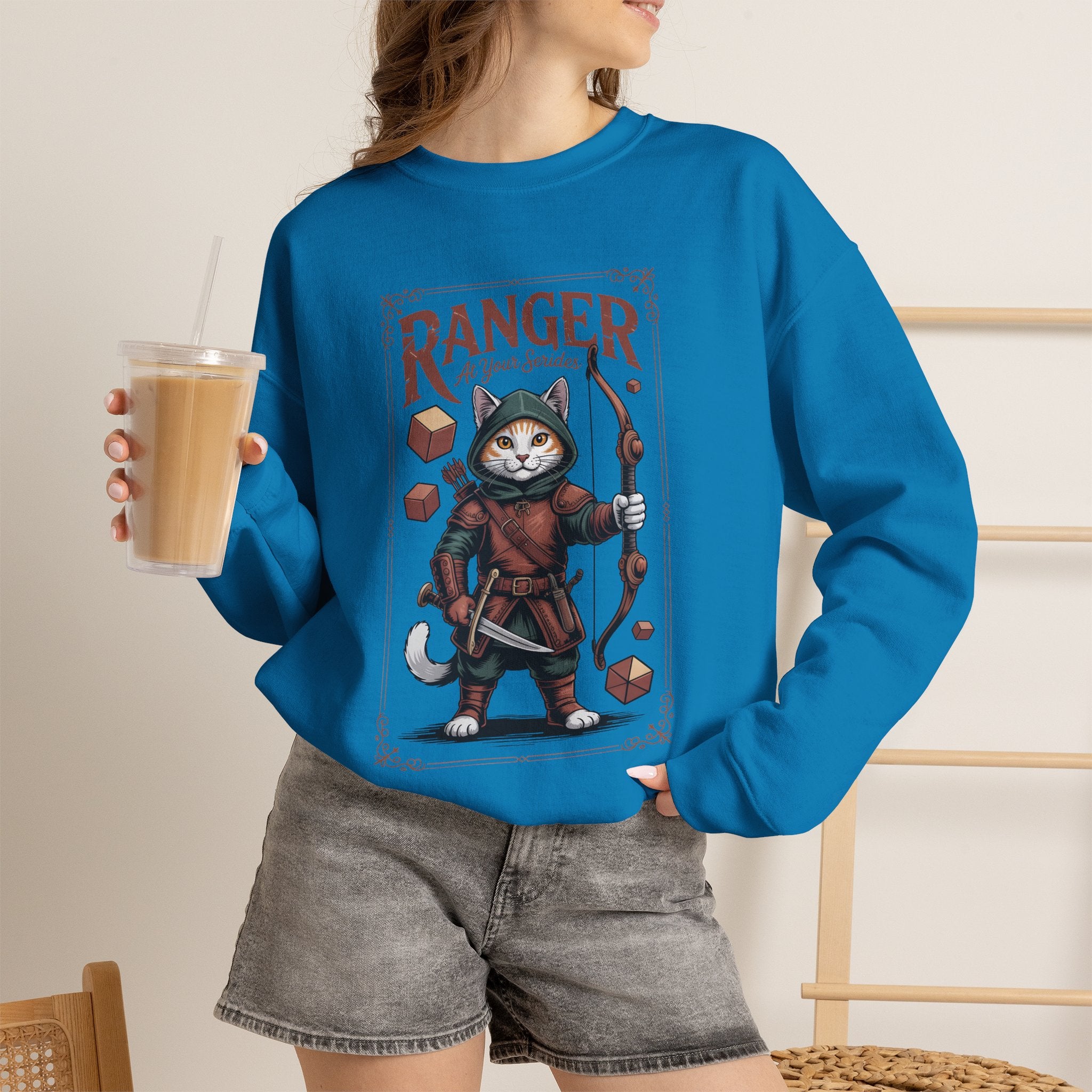 Ranger Cat at Your Serivece D&D Sweatshirt | Cat Lover RPG Gift