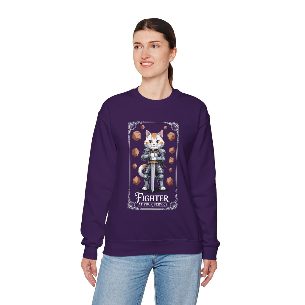 Fighter Cat at Your Service D&D Sweatshirt | Cat Lover RPG Gift