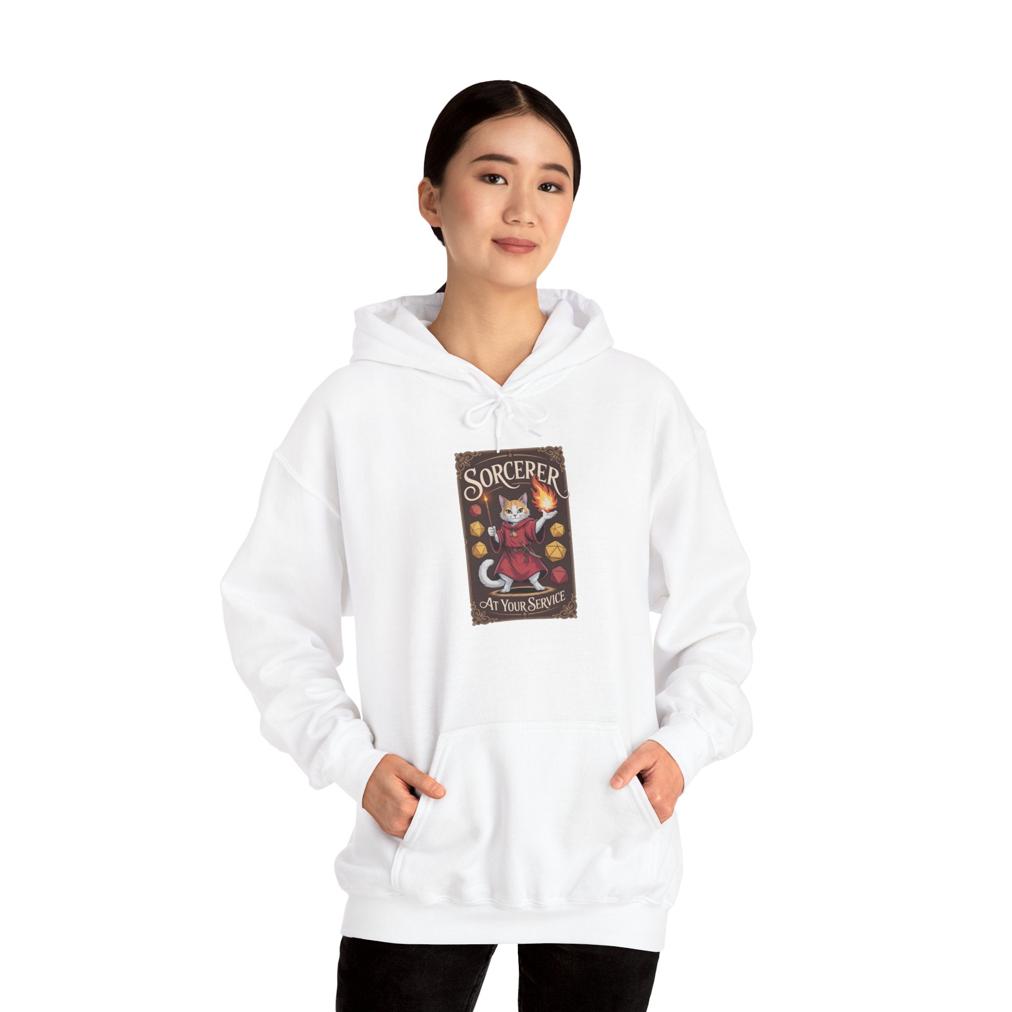Sorcerer Cat at Your Service D&D Hoodie | Cat Lover RPG Gift