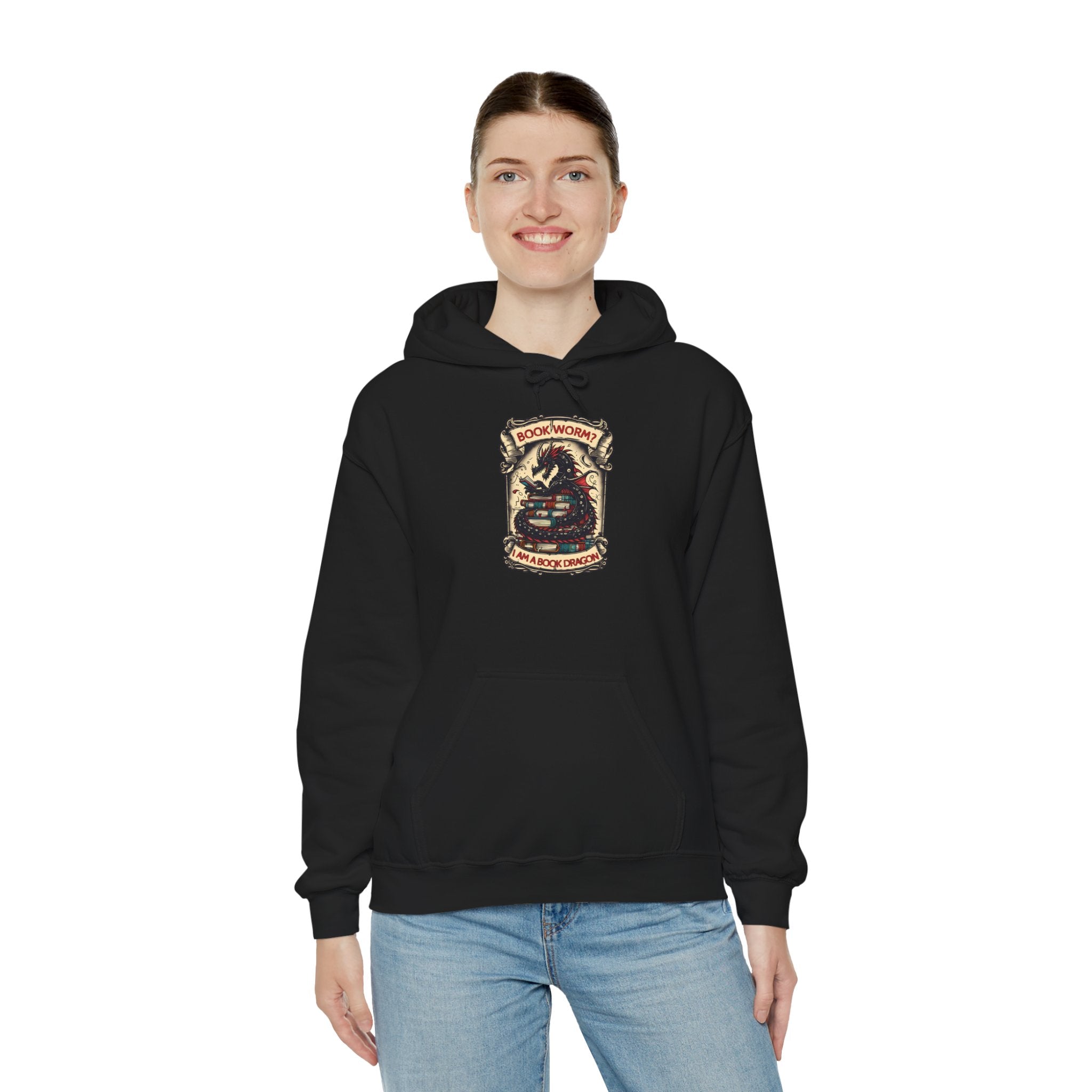 Book Worm? I Am a Book Dragon, Fantasy Reader Hoodie