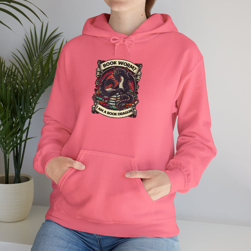 Book Worm? I Am a Book Dragon, Fantasy Reader Hoodie