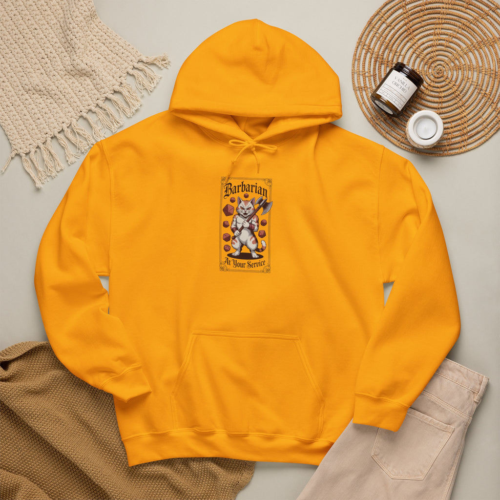Barbarian Cat at Your Serivece D&D Hoodie | Cat Lover RPG Gift