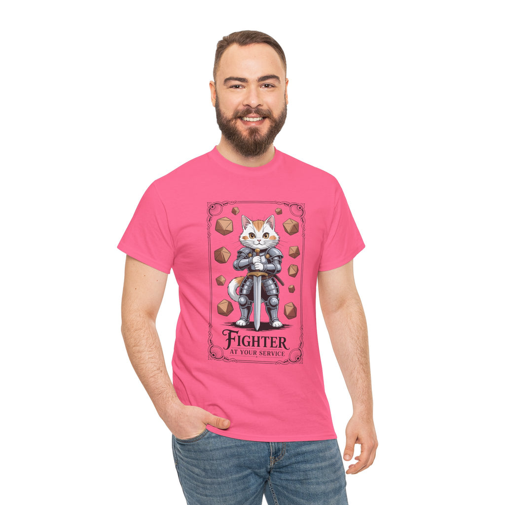 Fighter Cat at Your Service D&D T-shirt | Cat Lover RPG Gift