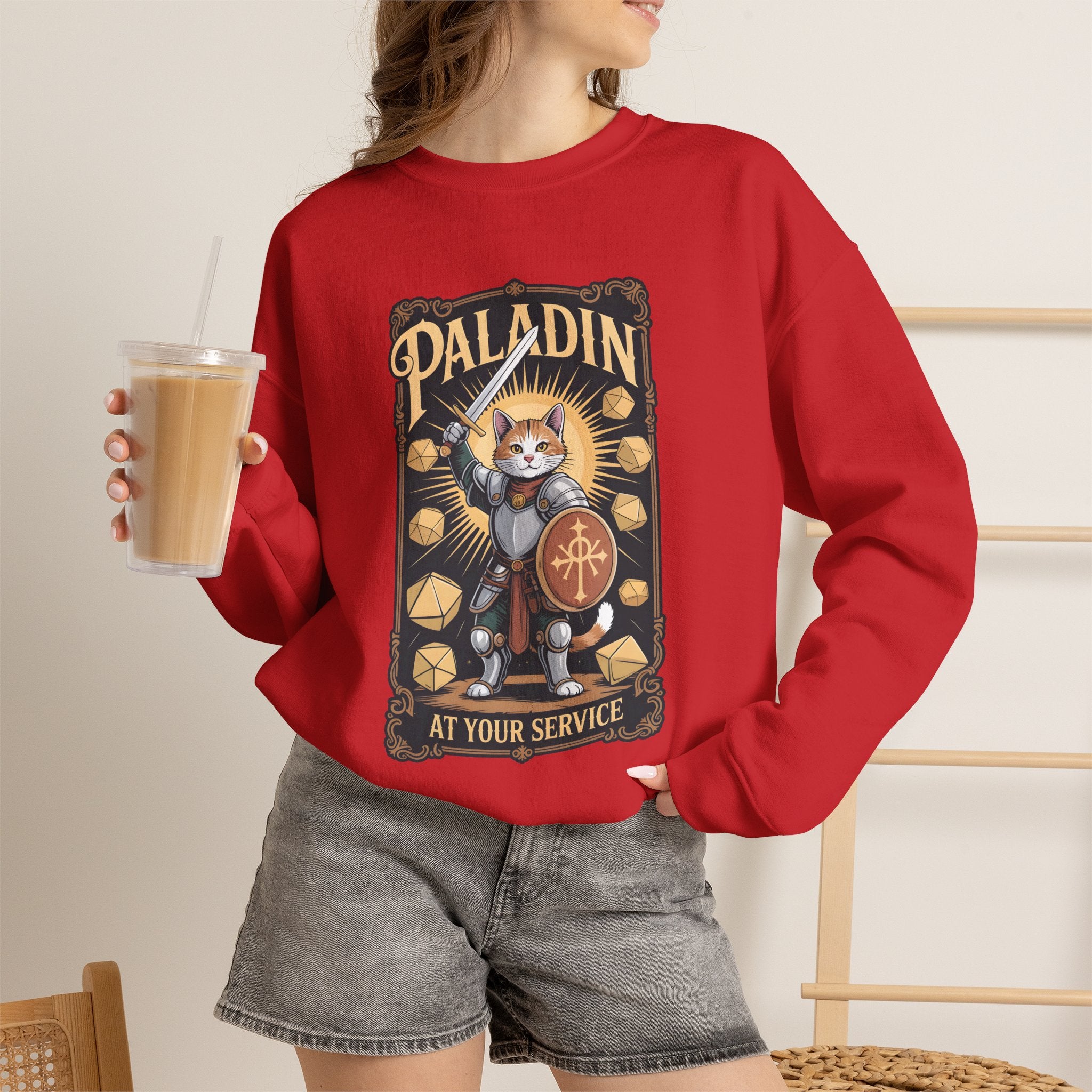 Paladin Cat at Your Service D&D Sweatshirt | Cat Lover RPG Gift