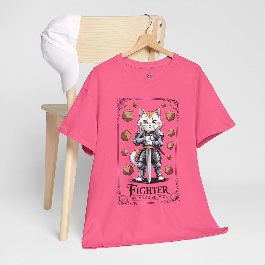 Fighter Cat at Your Service D&D T-shirt | Cat Lover RPG Gift