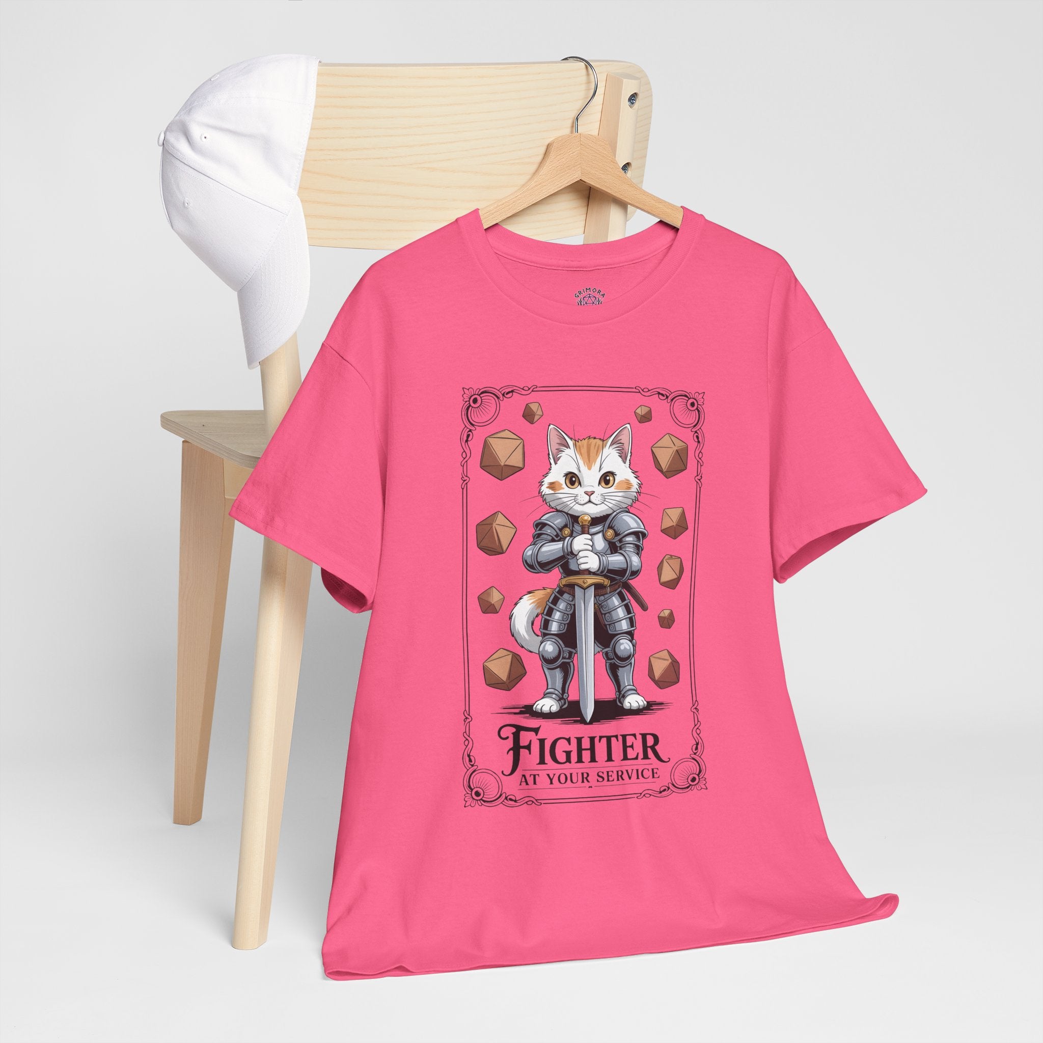 Fighter Cat at Your Service D&D T-shirt | Cat Lover RPG Gift