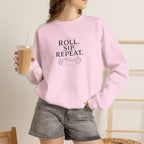 Roll. Sip. Repeat. | Tabletop RPG Coffee Sweatshirt | Dice & Coffee Lover Sweatshirt