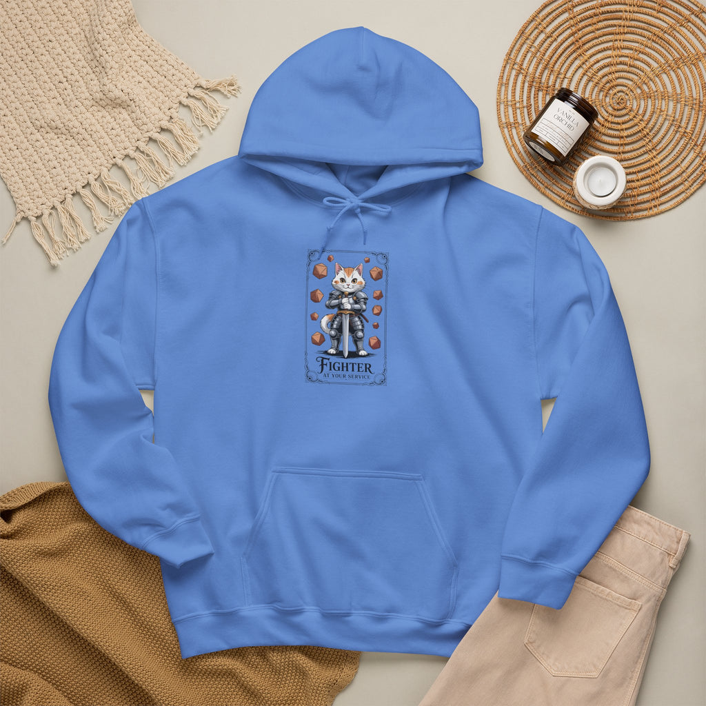 Fighter Cat at Your Service D&D Hoodie | Cat Lover RPG Gift