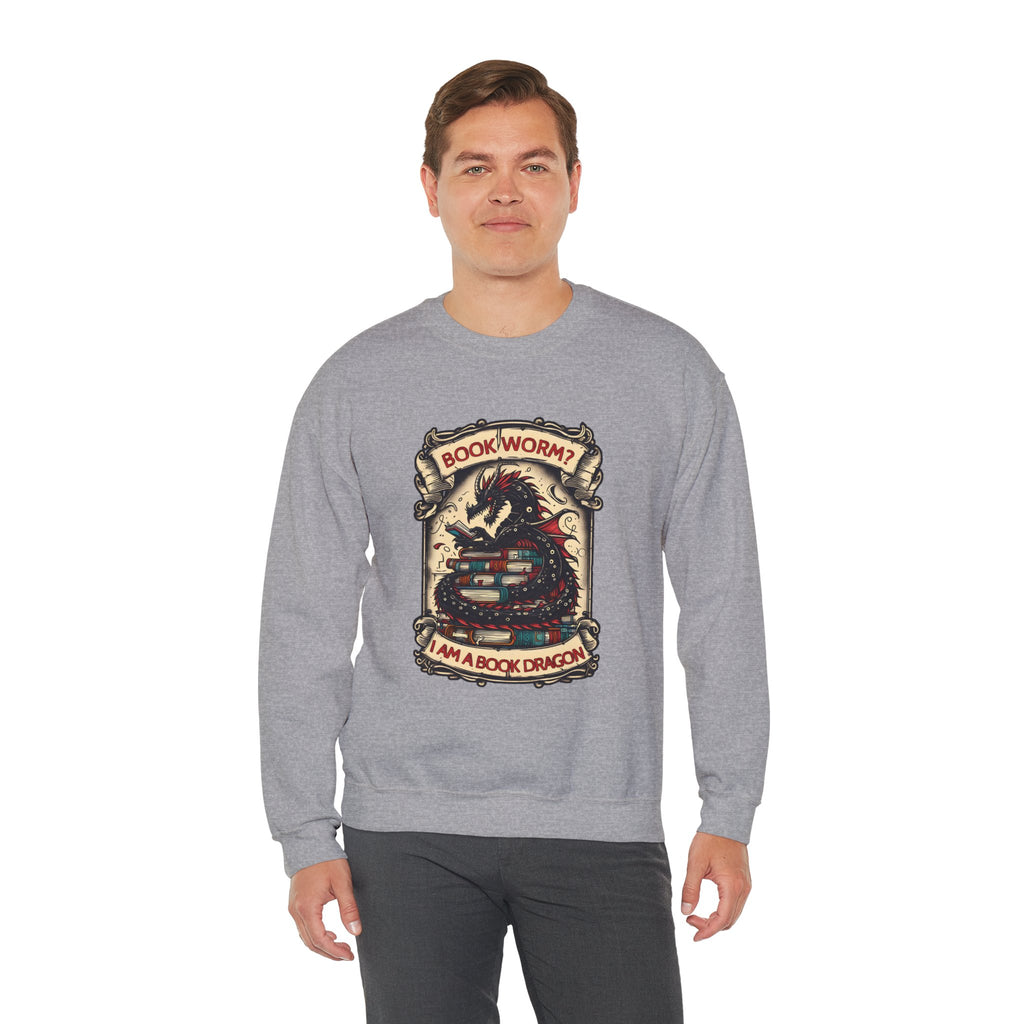 Book Worm? I Am a Book Dragon, Fantasy Reader Sweatshirt