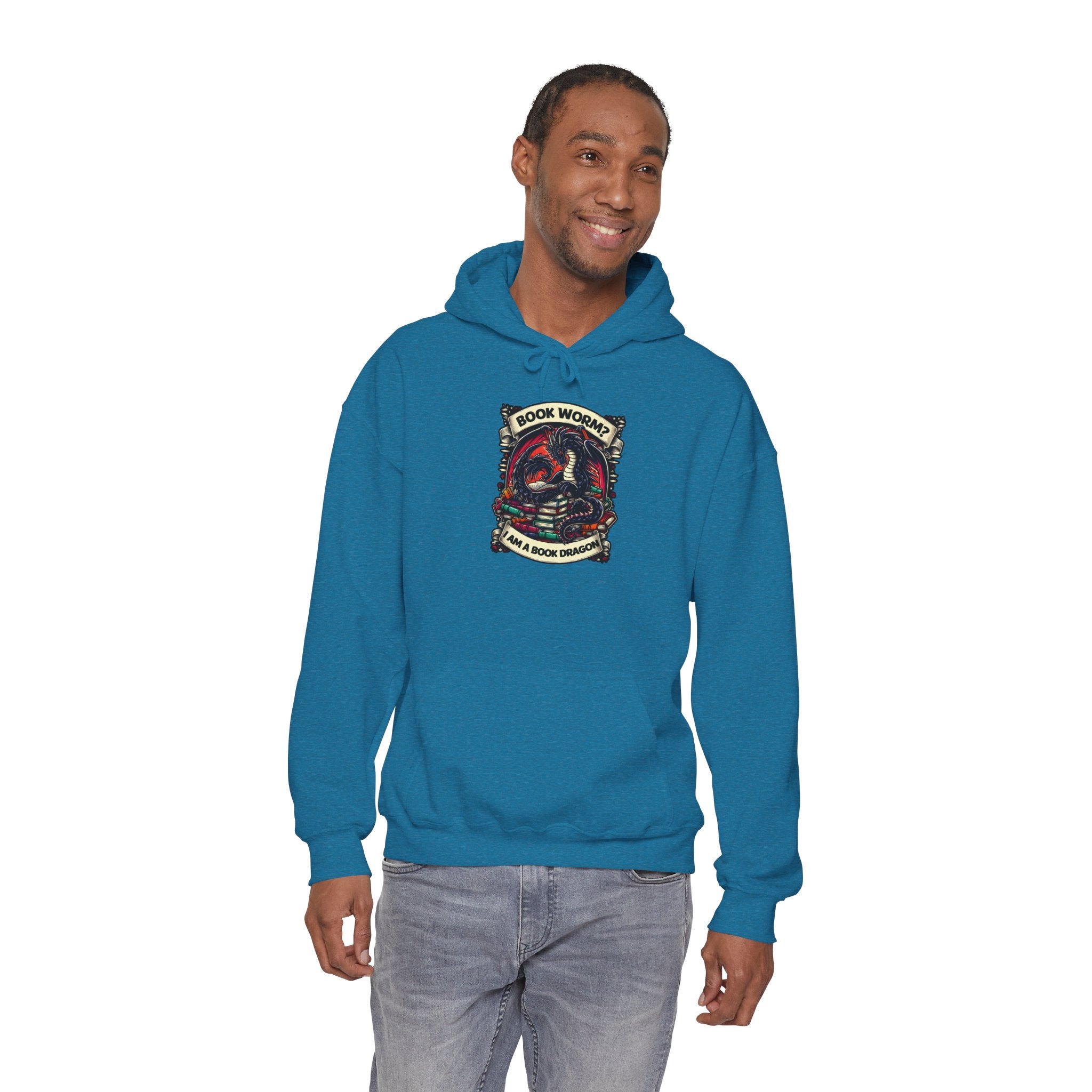 Book Worm? I Am a Book Dragon, Fantasy Reader Hoodie