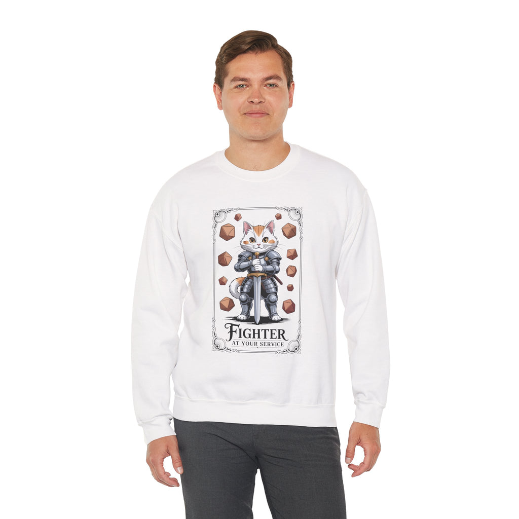 Fighter Cat at Your Service D&D Sweatshirt | Cat Lover RPG Gift