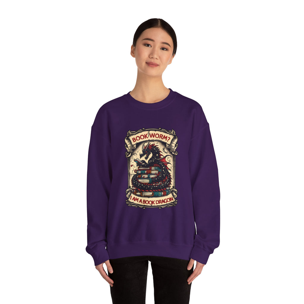 Book Worm? I Am a Book Dragon, Fantasy Reader Sweatshirt
