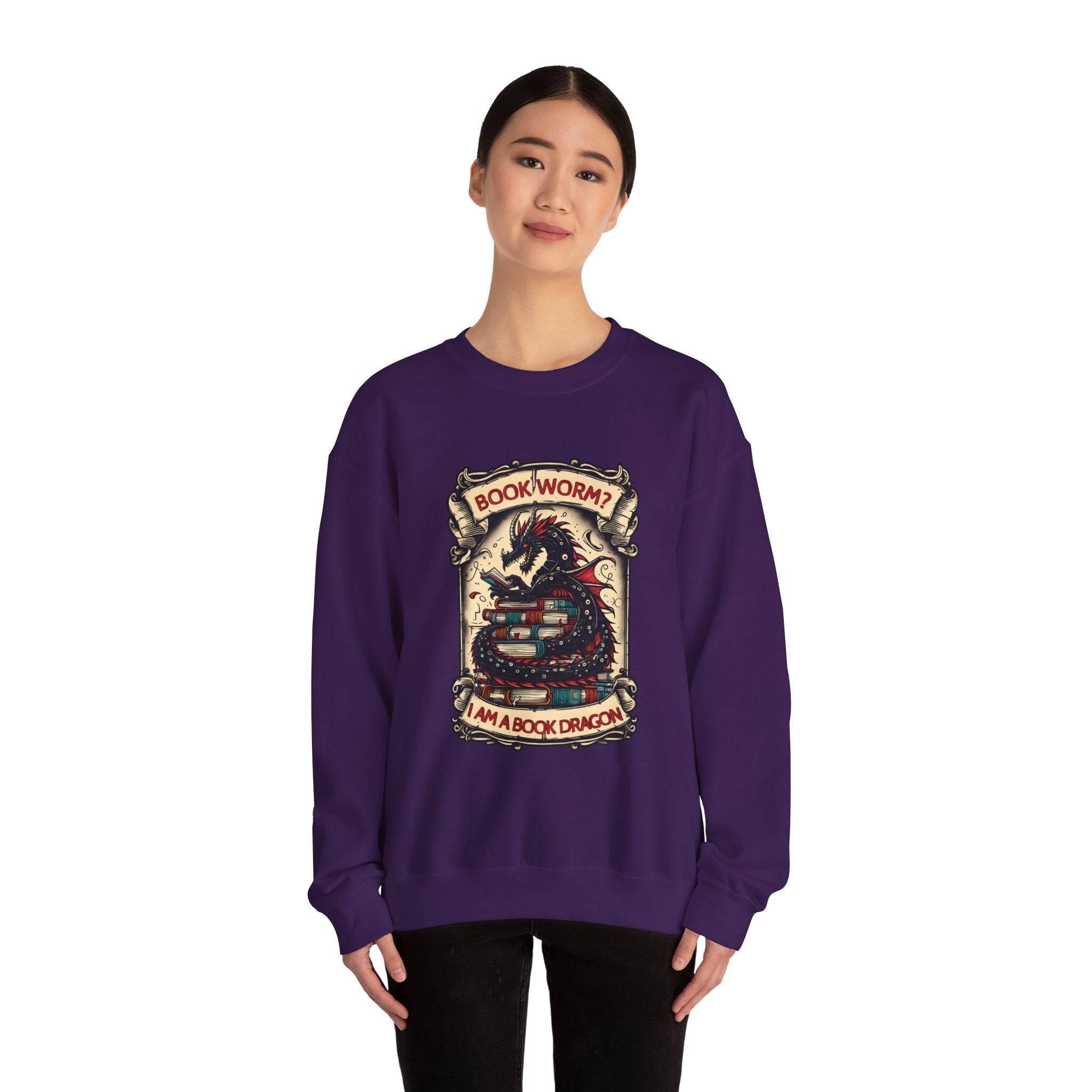 Book Worm? I Am a Book Dragon, Fantasy Reader Sweatshirt