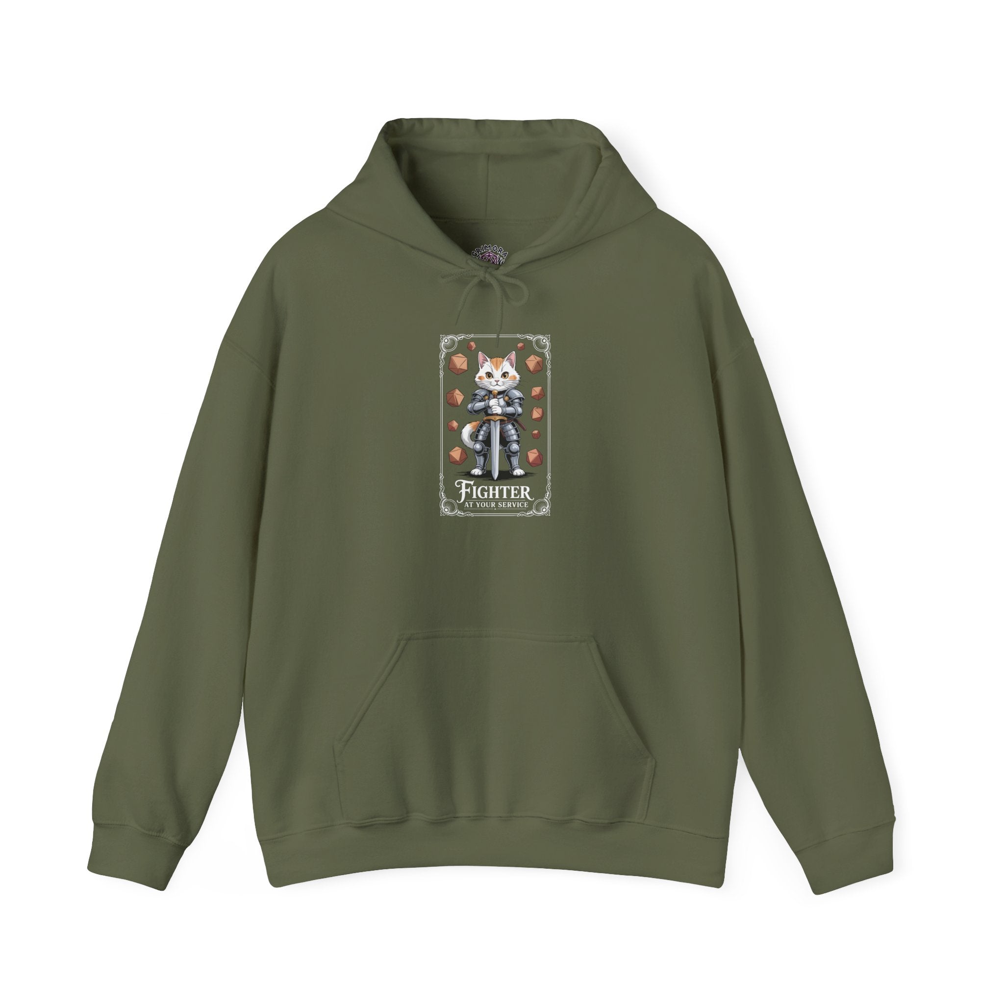 Fighter Cat at Your Service D&D Hoodie | Cat Lover RPG Gift