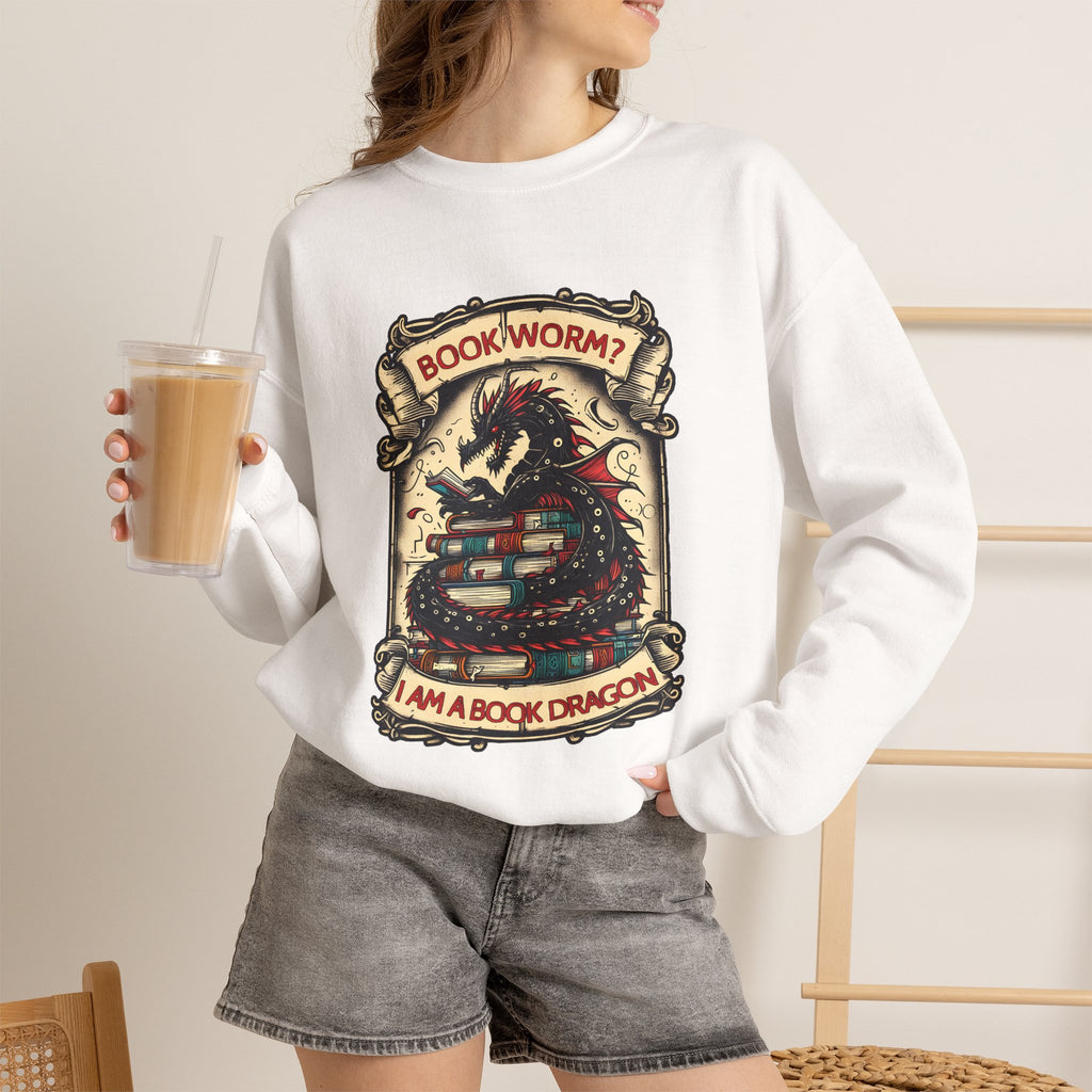 Book Worm? I Am a Book Dragon, Fantasy Reader Sweatshirt
