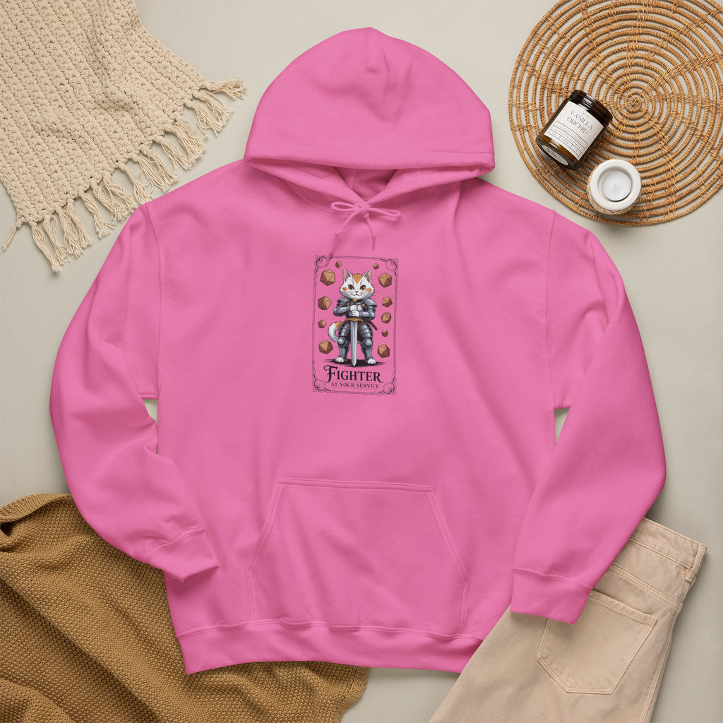 Fighter Cat at Your Service D&D Hoodie | Cat Lover RPG Gift