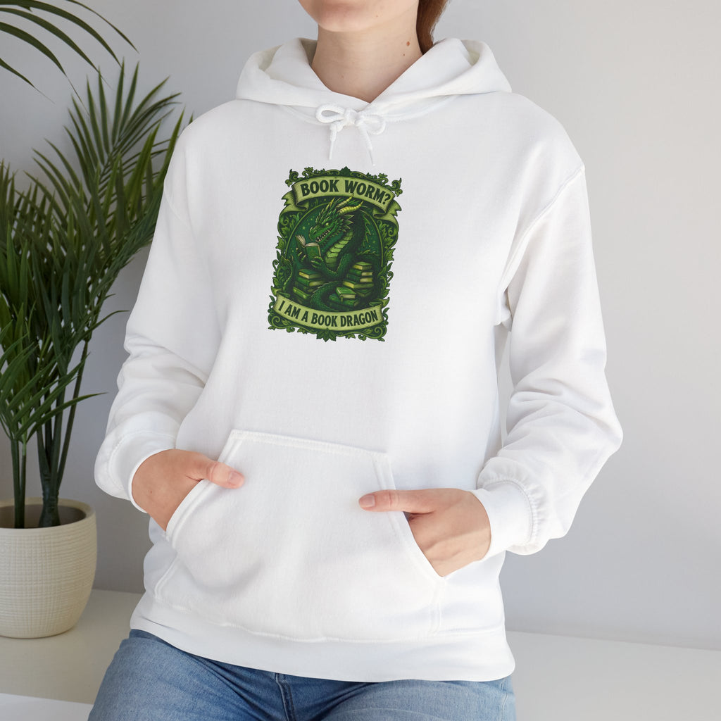 Book Worm? I Am a Book Dragon, Fantasy Reader Hoodie