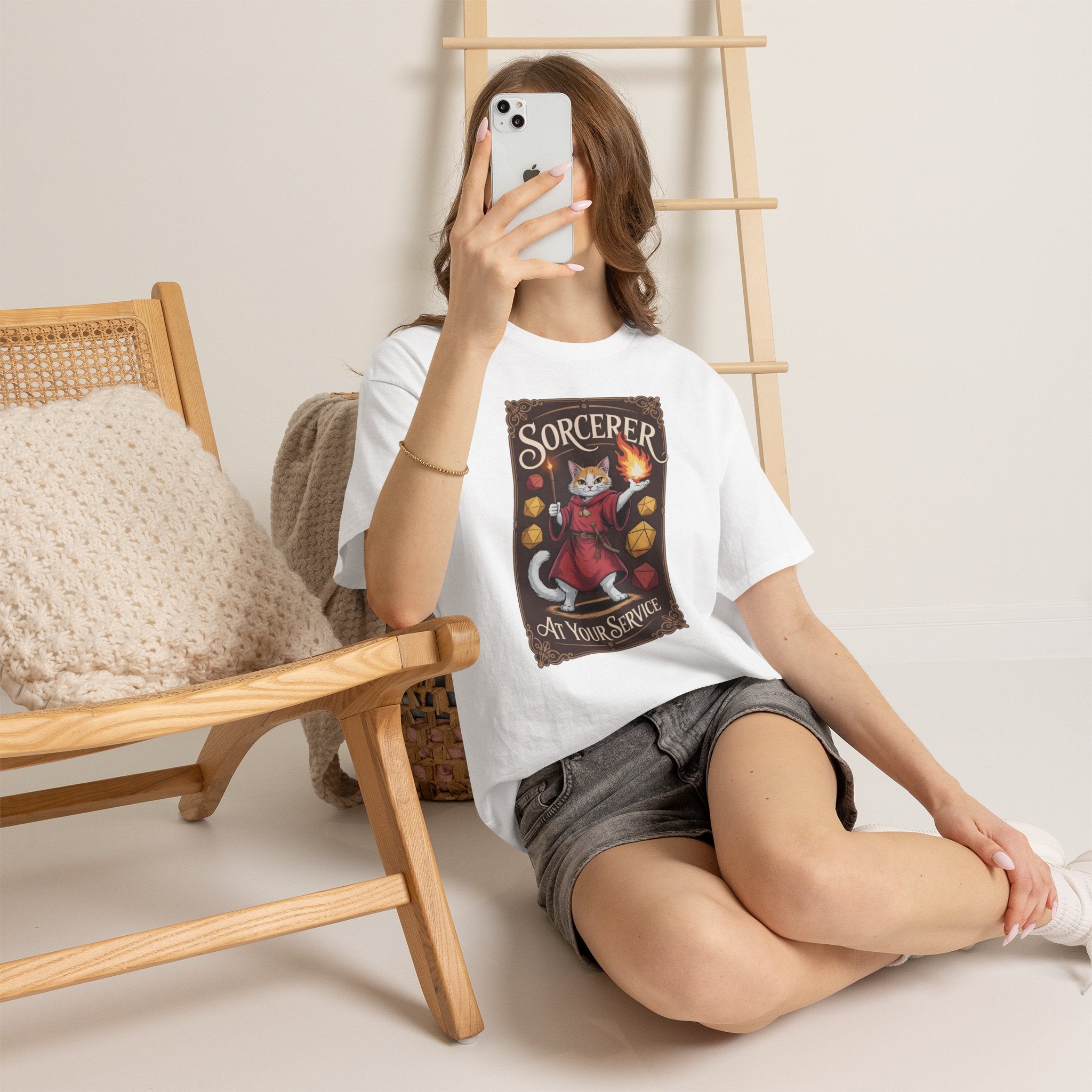 Sorcerer Cat at Your Service D&D T-shirt | Cat Lover RPG Gift