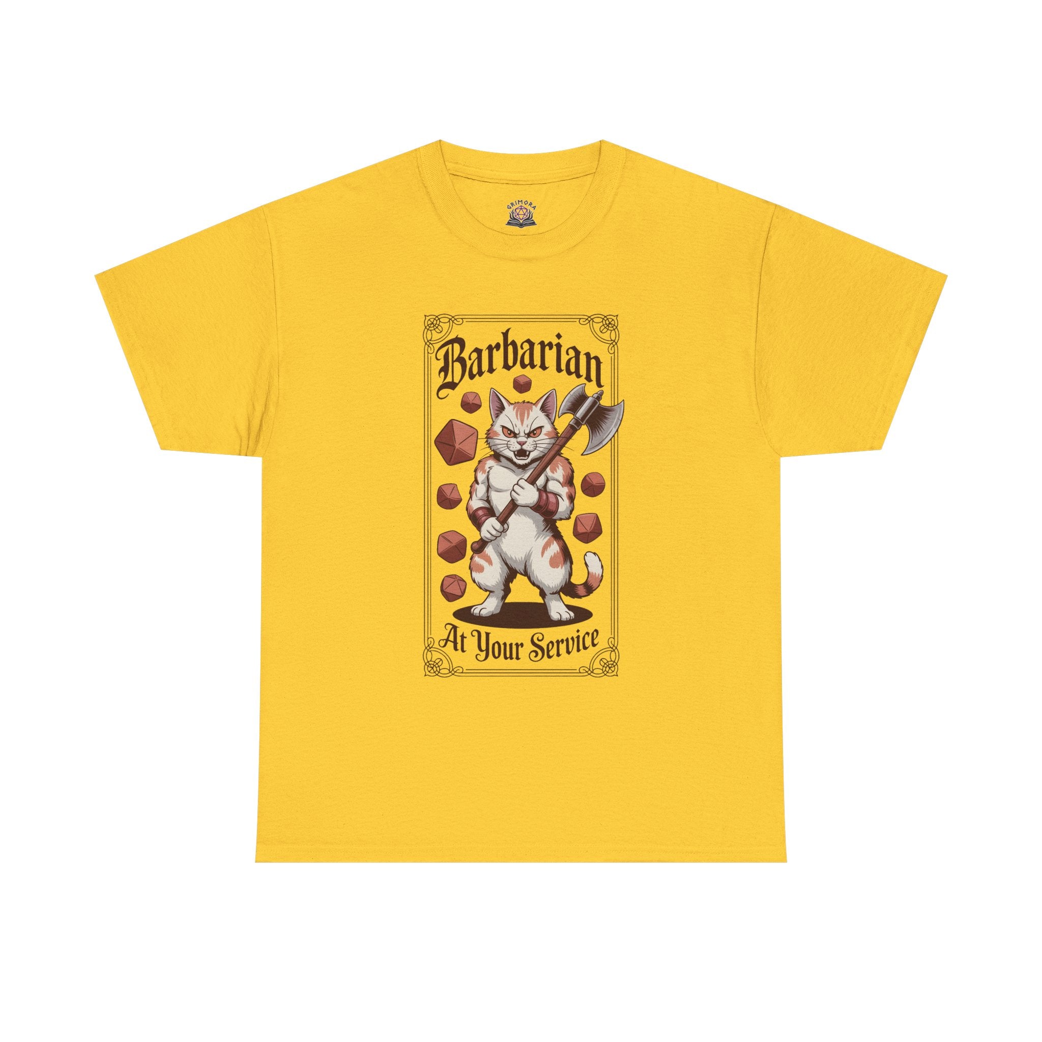 Barbarian Cat at Your Serivece D&D T-shirt | Cat Lover RPG Gift