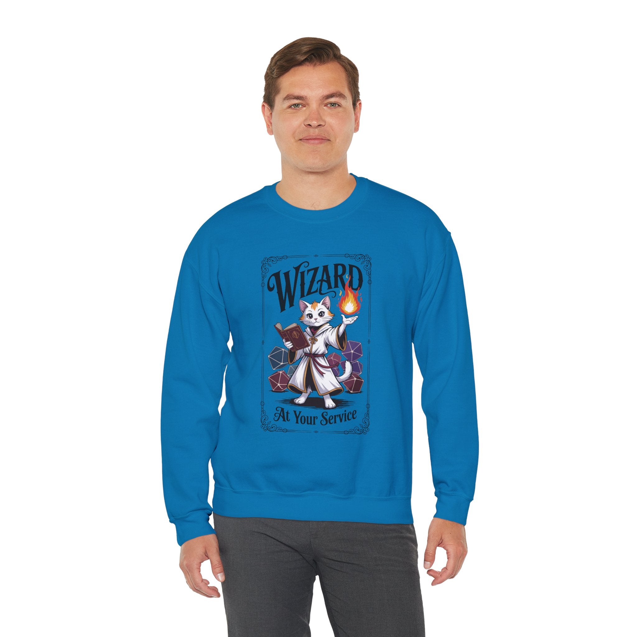 Wizard Cat at Your Serivece D&D Sweatshirt | Cat Lover RPG Gift