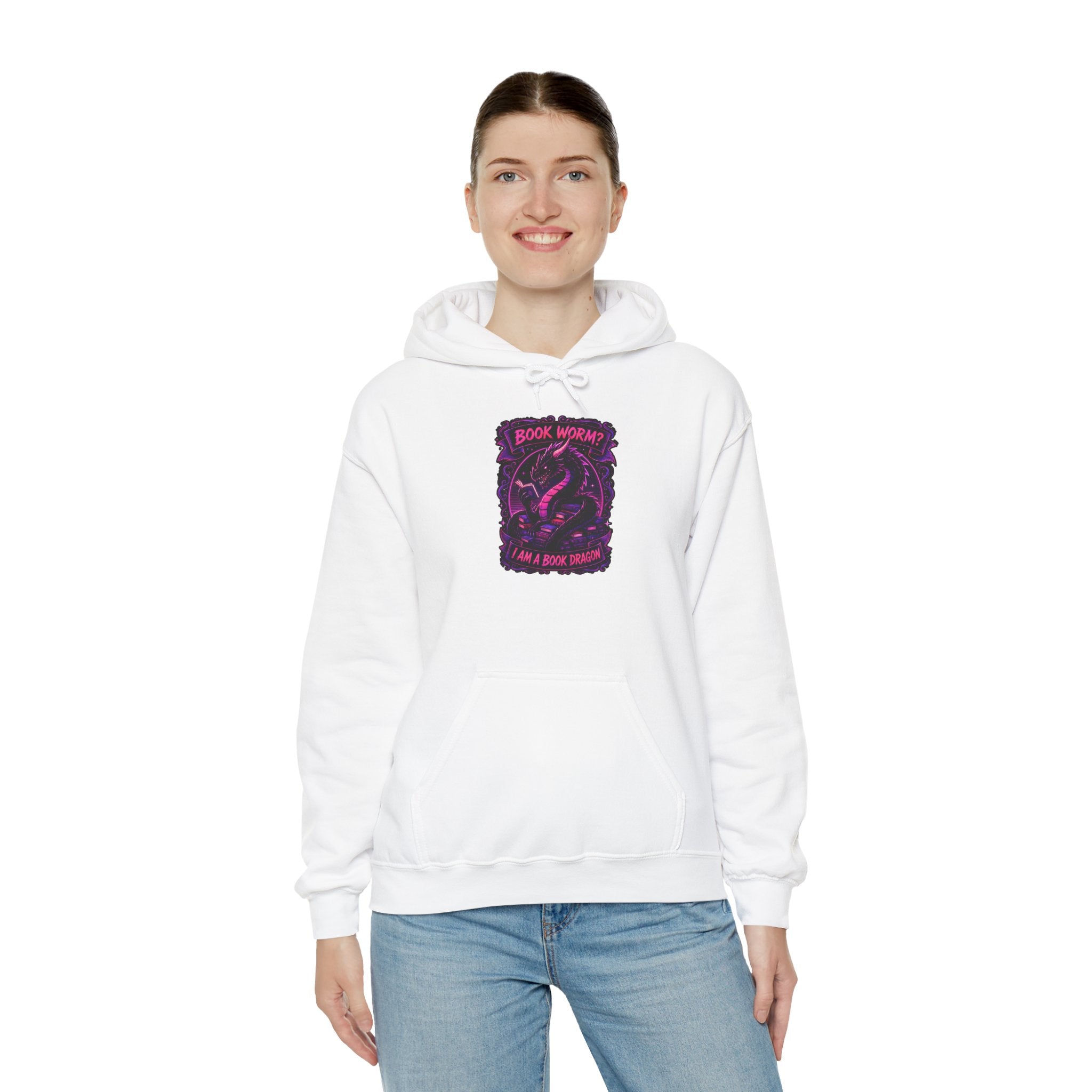 Book Worm? I Am a Book Dragon, Fantasy Reader Hoodie