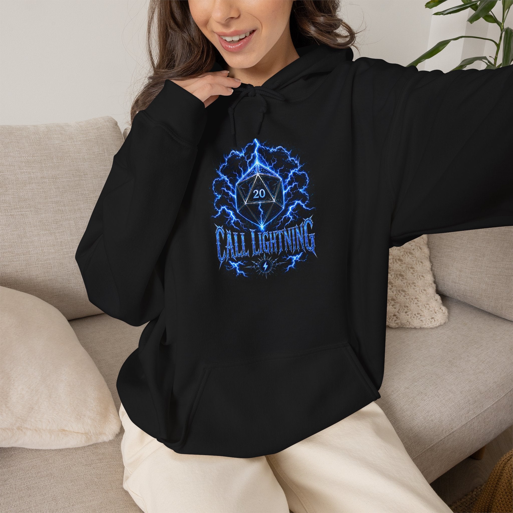 Call Lightning – Hear the Storm's Call | Druid D20 Fantasy Hoodie