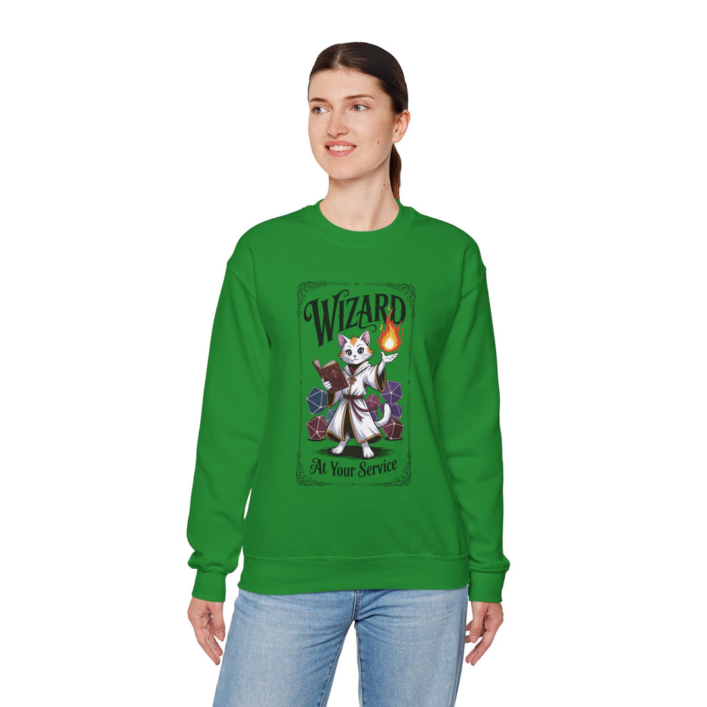 Wizard Cat at Your Serivece D&D Sweatshirt | Cat Lover RPG Gift