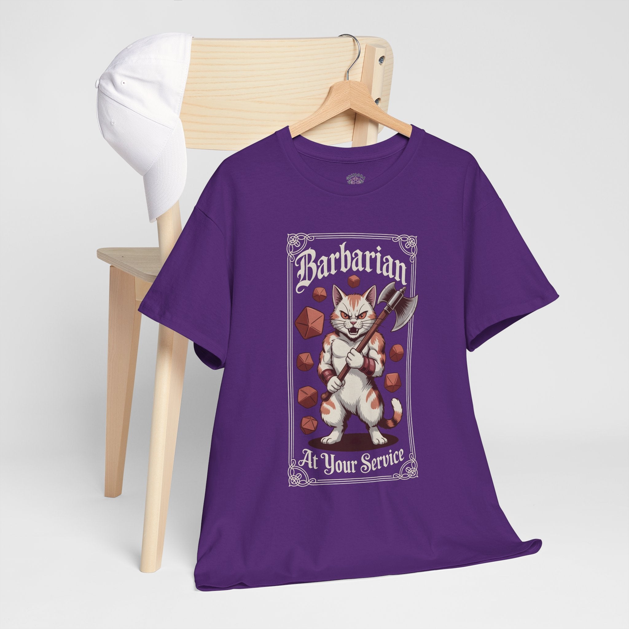 Barbarian Cat at Your Serivece D&D T-shirt | Cat Lover RPG Gift
