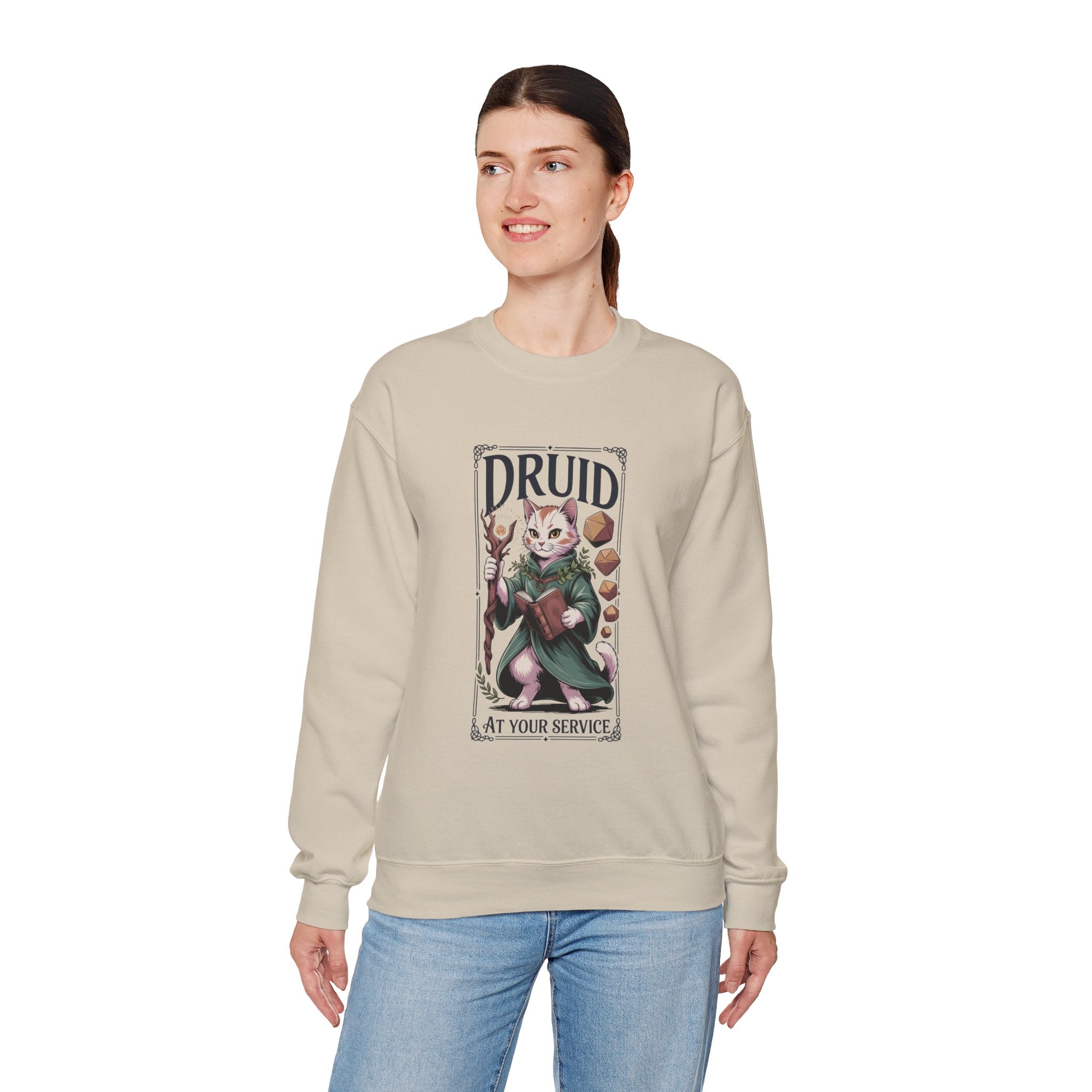 Druid Cat at Your Serivece D&D Sweatshirt | Cat Lover RPG Gift