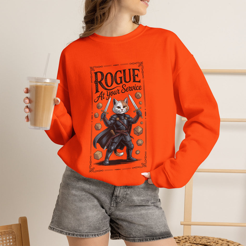 Rogue Cat at Your Serivece D&D Sweatshirt | Cat Lover RPG Gift