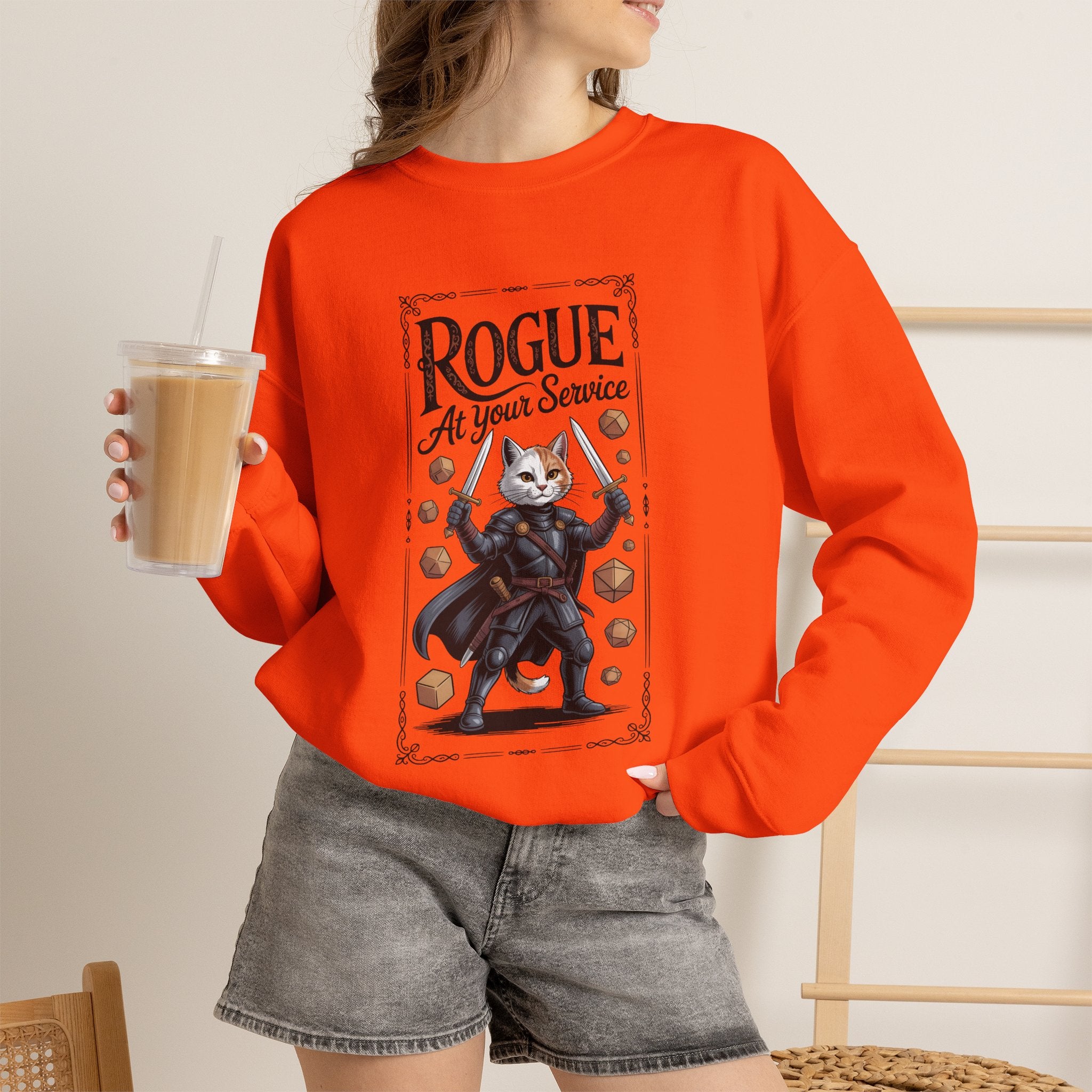 Rogue Cat at Your Serivece D&D Sweatshirt | Cat Lover RPG Gift
