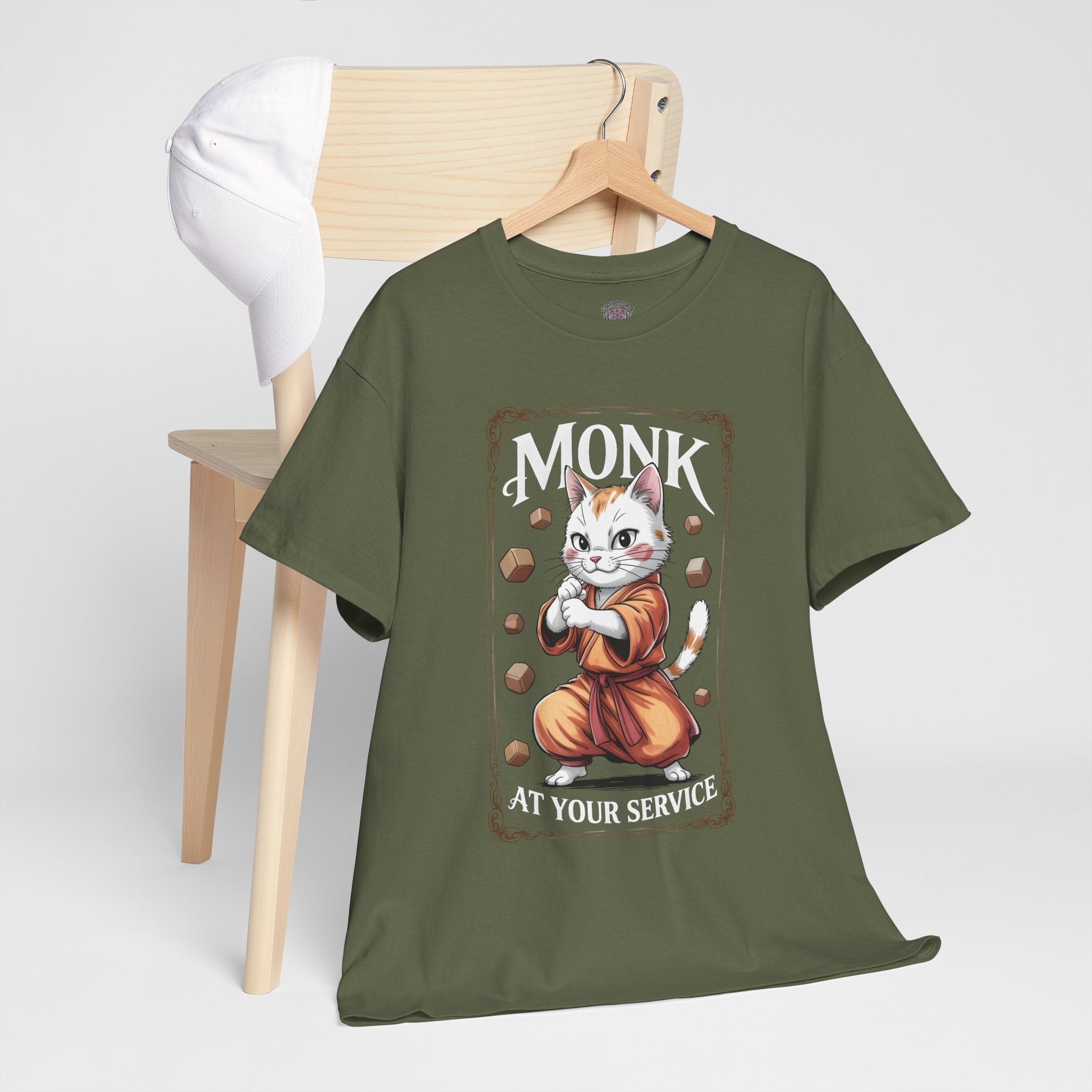 Monk Cat at Your Service D&D T-shirt | Cat Lover RPG Gift