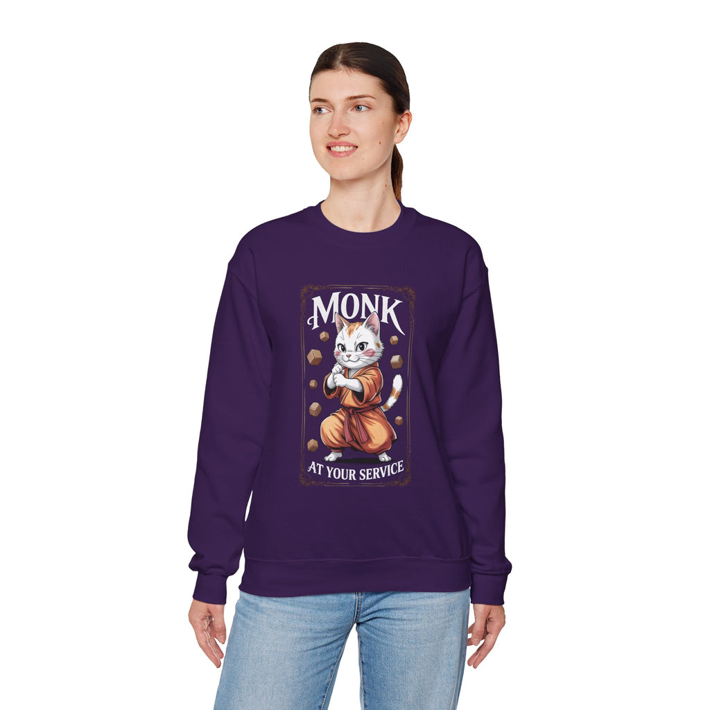 Monk Cat at Your Service D&D Sweatshirt | Cat Lover RPG Gift