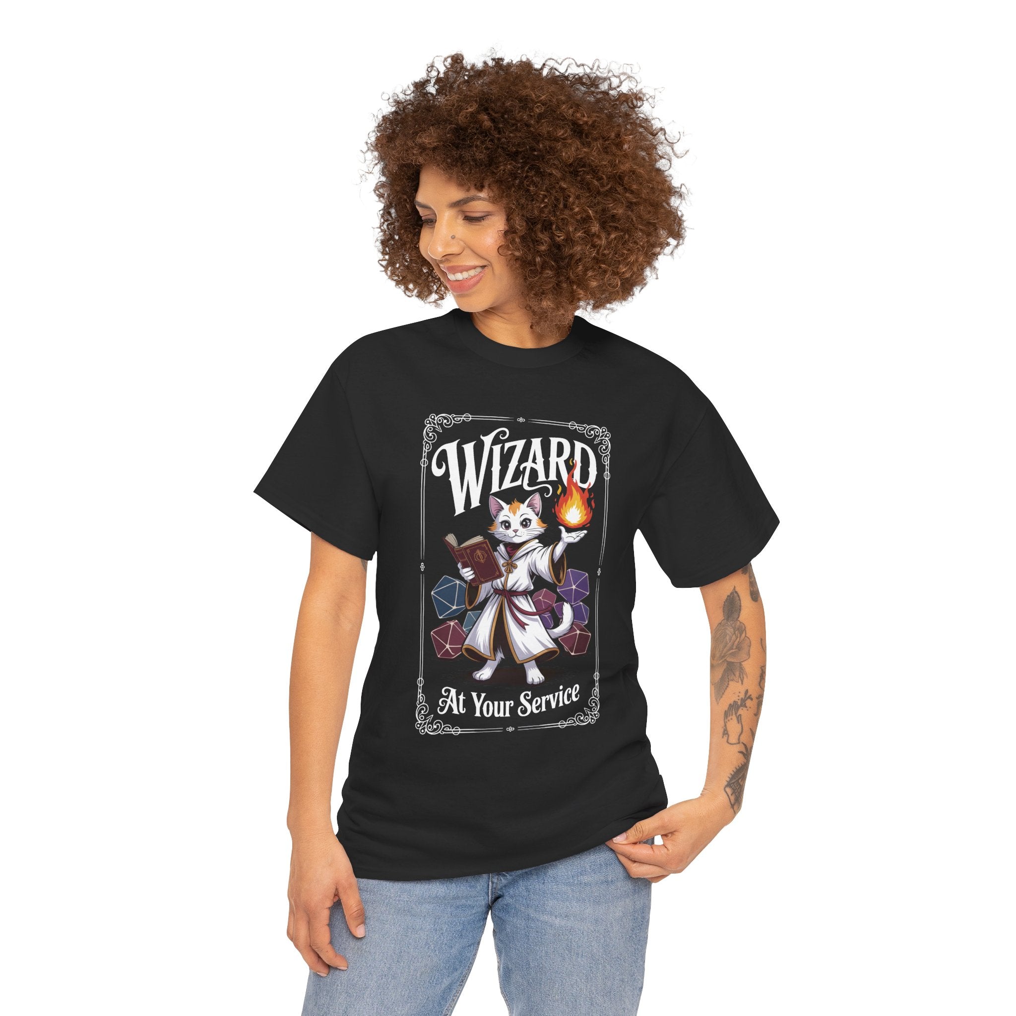 Wizard Cat at Your Serivece D&D T-shirt | Cat Lover RPG Gift