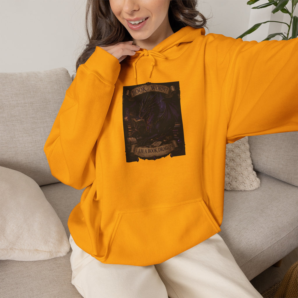 Book Worm? I Am a Book Dragon, Fantasy Reader Hoodie