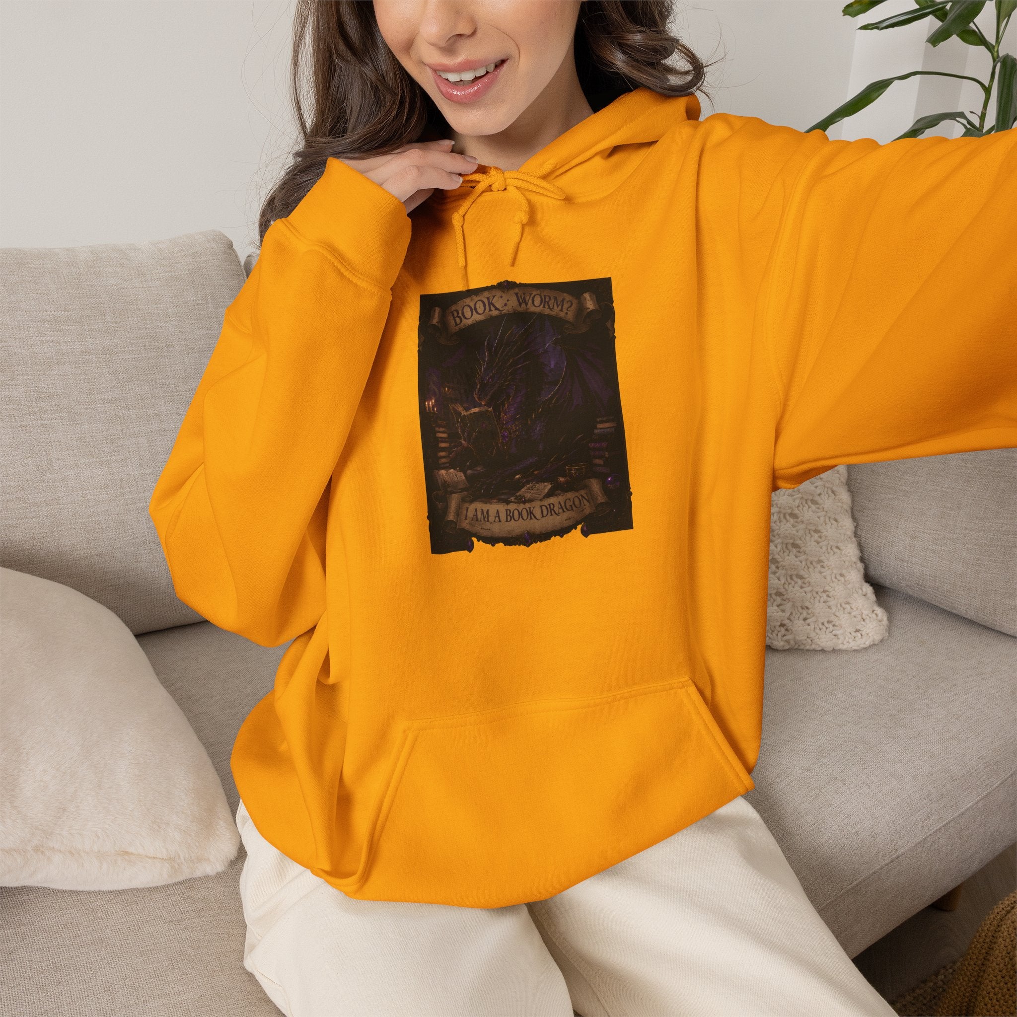 Book Worm? I Am a Book Dragon, Fantasy Reader Hoodie