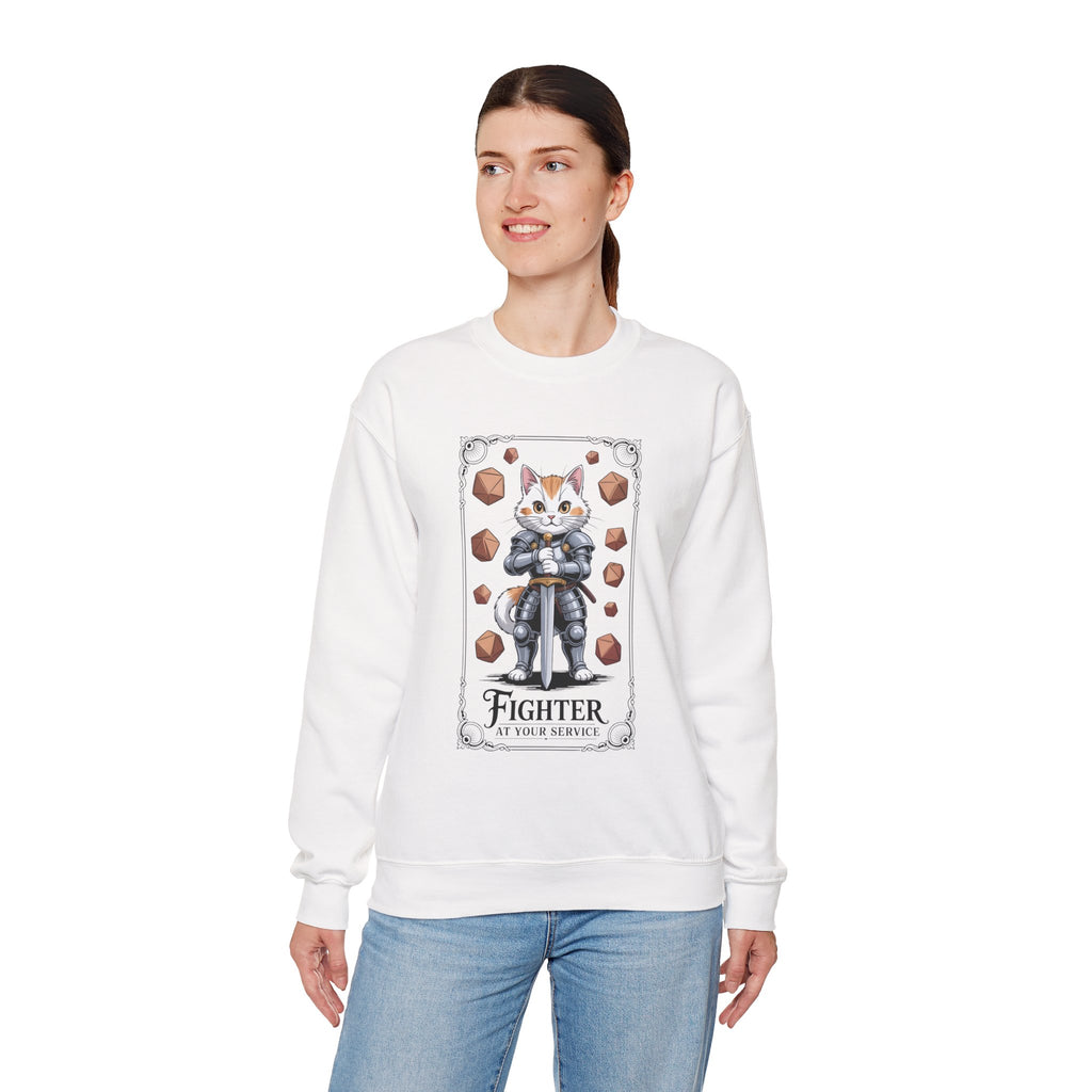 Fighter Cat at Your Service D&D Sweatshirt | Cat Lover RPG Gift