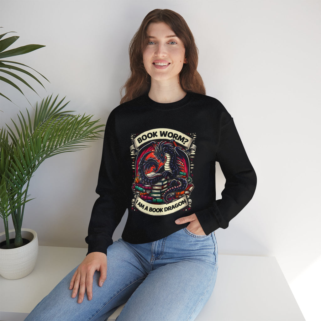 Book Worm? I Am a Book Dragon, Fantasy Reader Sweatshirt