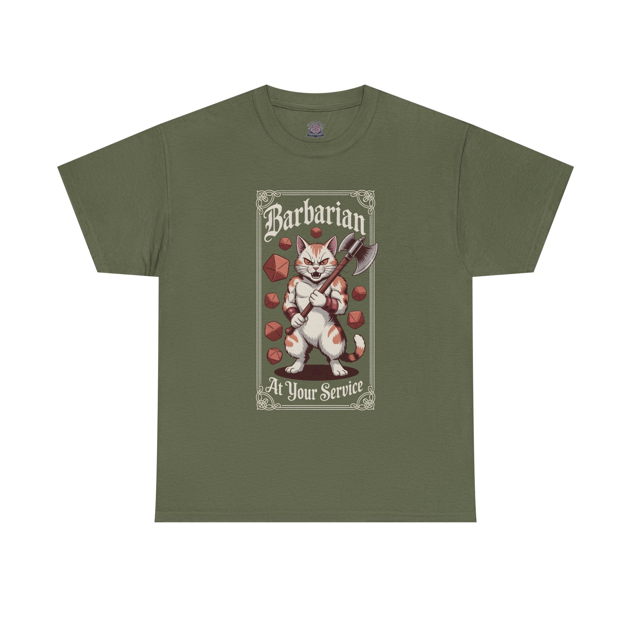 Barbarian Cat at Your Serivece D&D T-shirt | Cat Lover RPG Gift