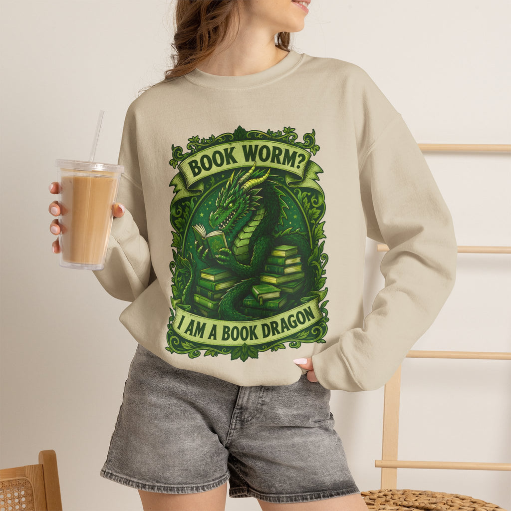 Book Worm? I Am a Book Dragon, Fantasy Reader Sweatshirt