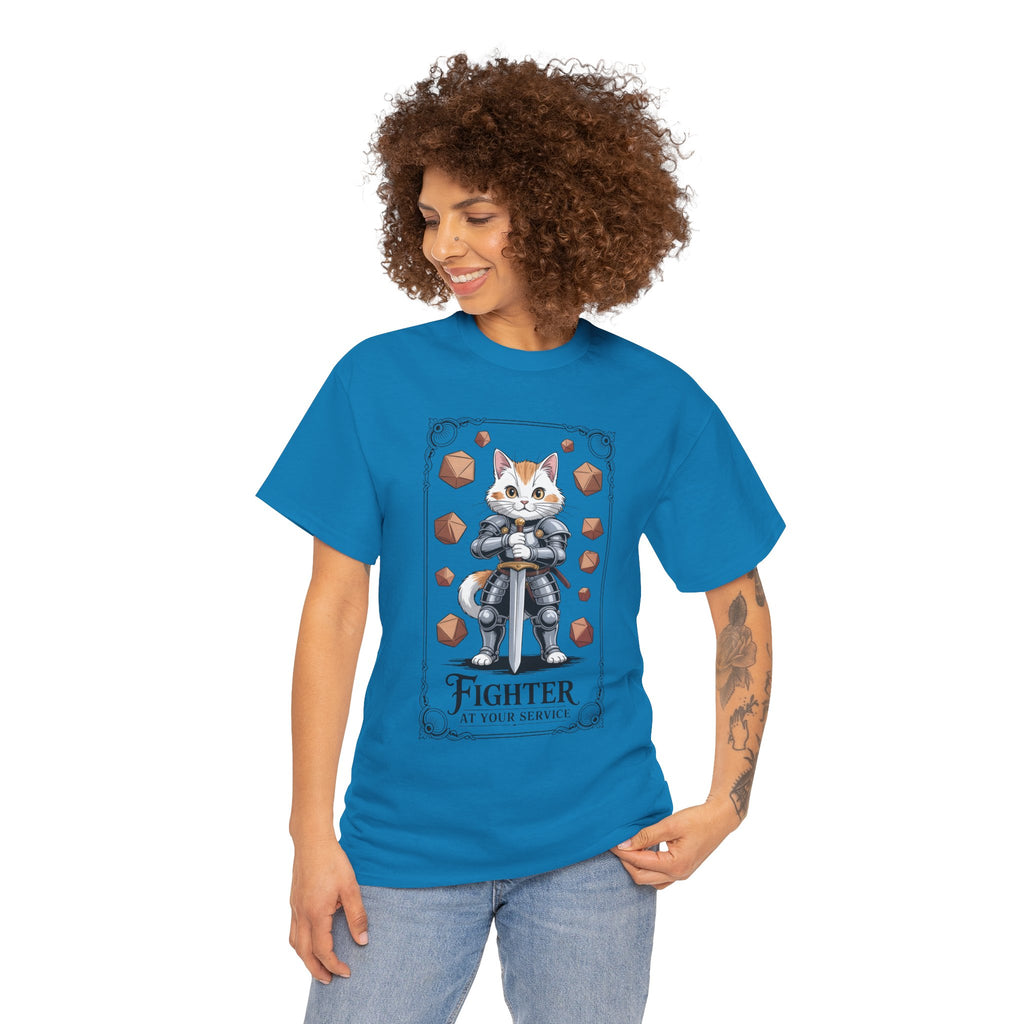 Fighter Cat at Your Service D&D T-shirt | Cat Lover RPG Gift