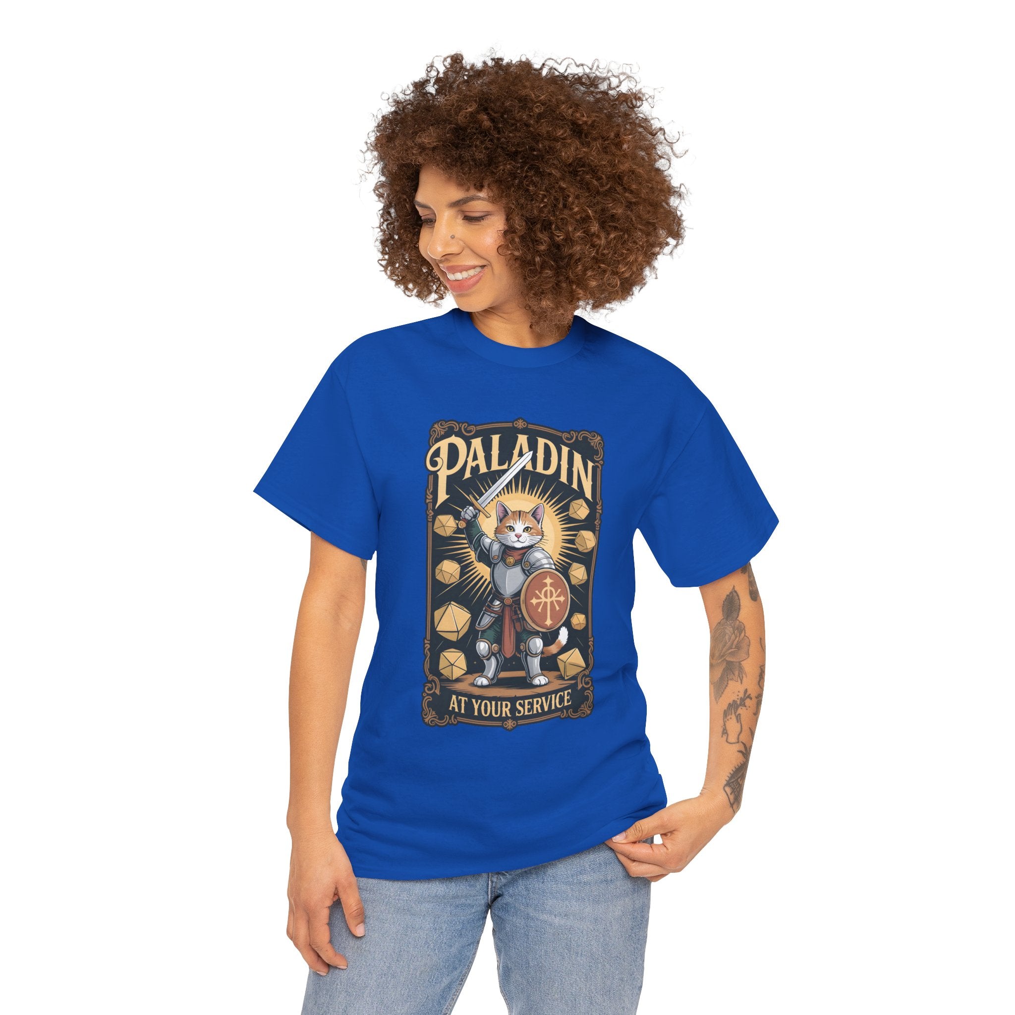 Paladin Cat at Your Service D&D T-shirt | Cat Lover RPG Gift