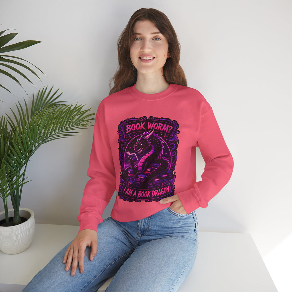 Book Worm? I Am a Book Dragon, Fantasy Reader Sweatshirt