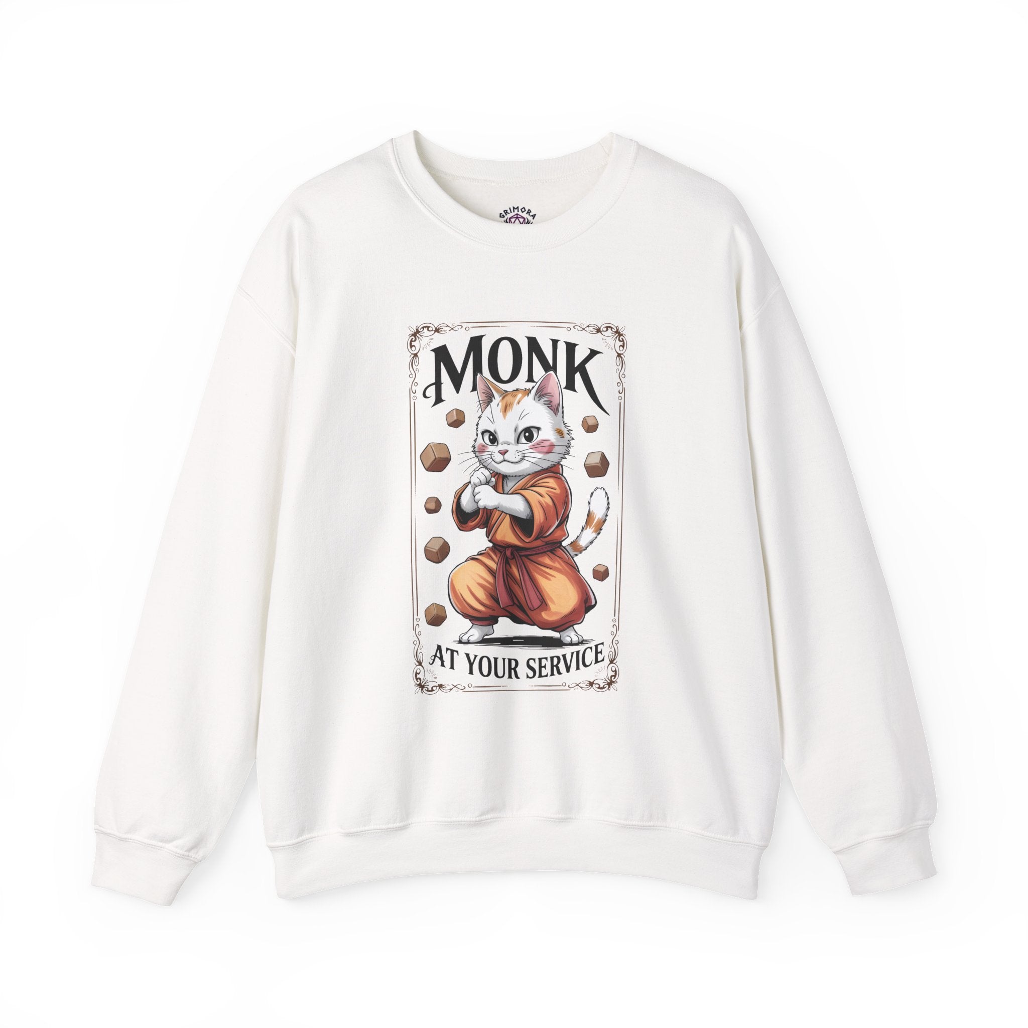 Monk Cat at Your Service D&D Sweatshirt | Cat Lover RPG Gift