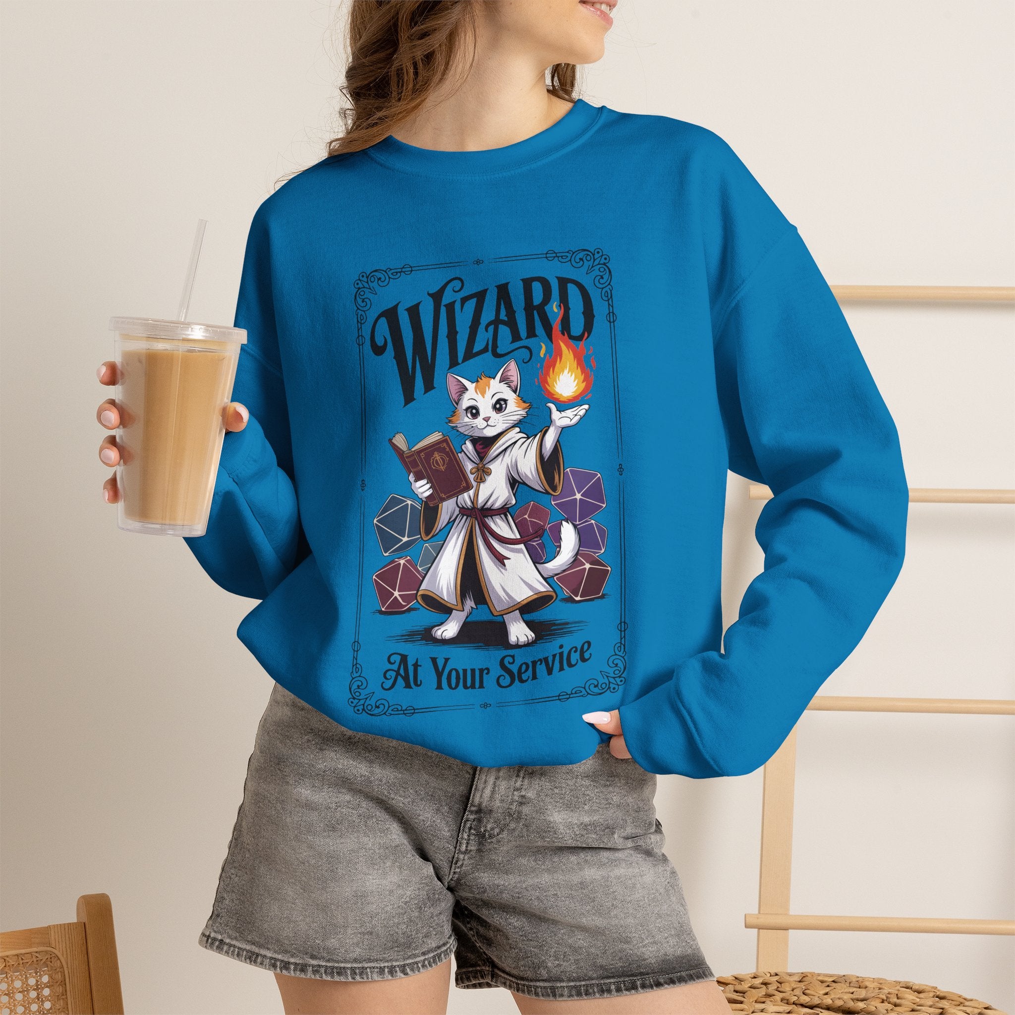 Wizard Cat at Your Serivece D&D Sweatshirt | Cat Lover RPG Gift