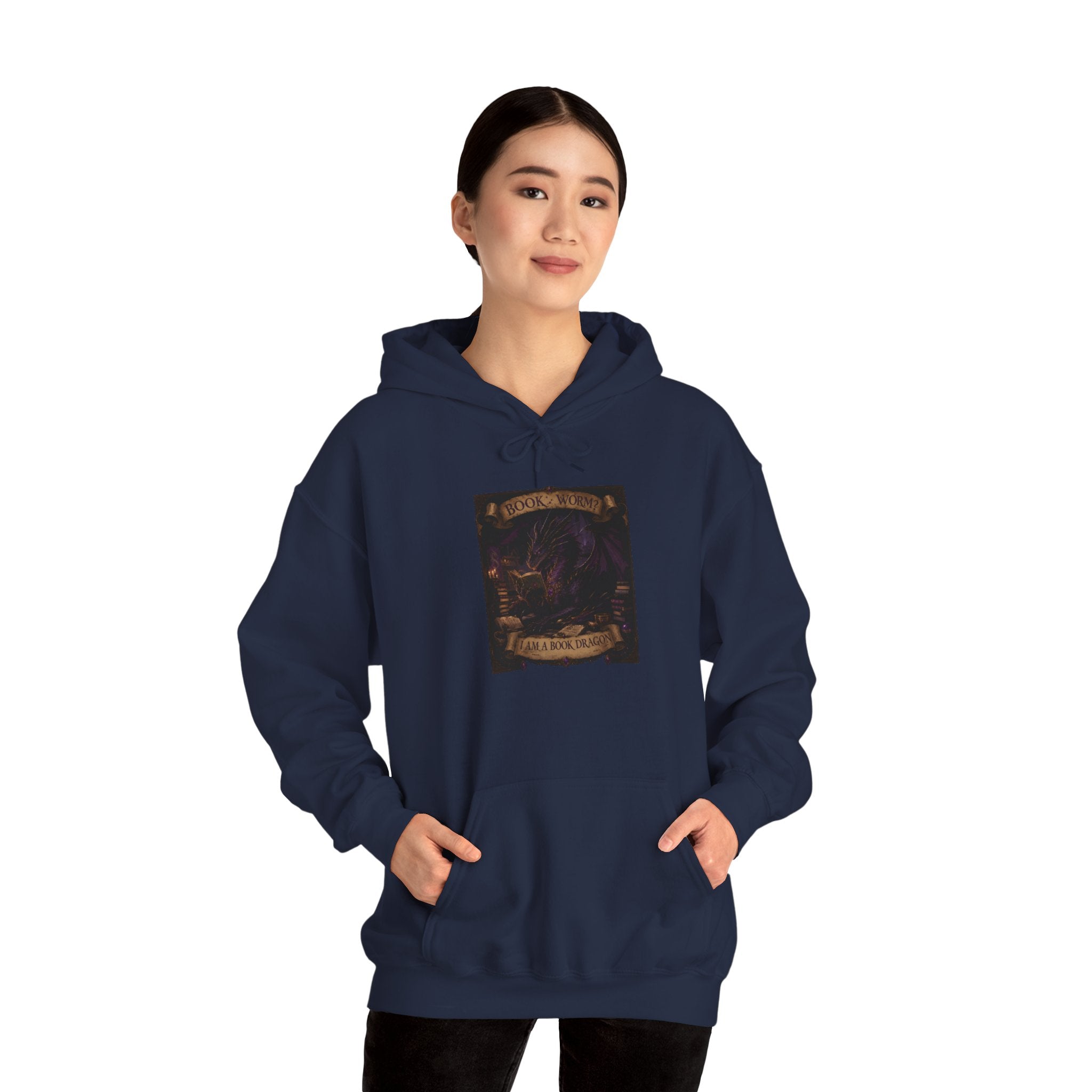 Book Worm? I Am a Book Dragon, Fantasy Reader Hoodie