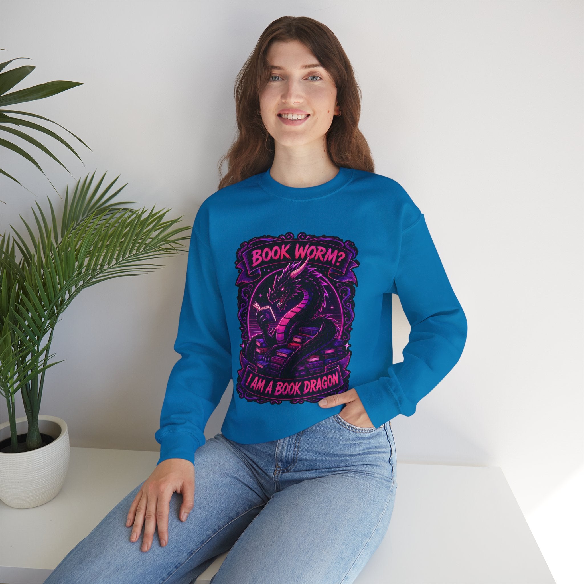 Book Worm? I Am a Book Dragon, Fantasy Reader Sweatshirt