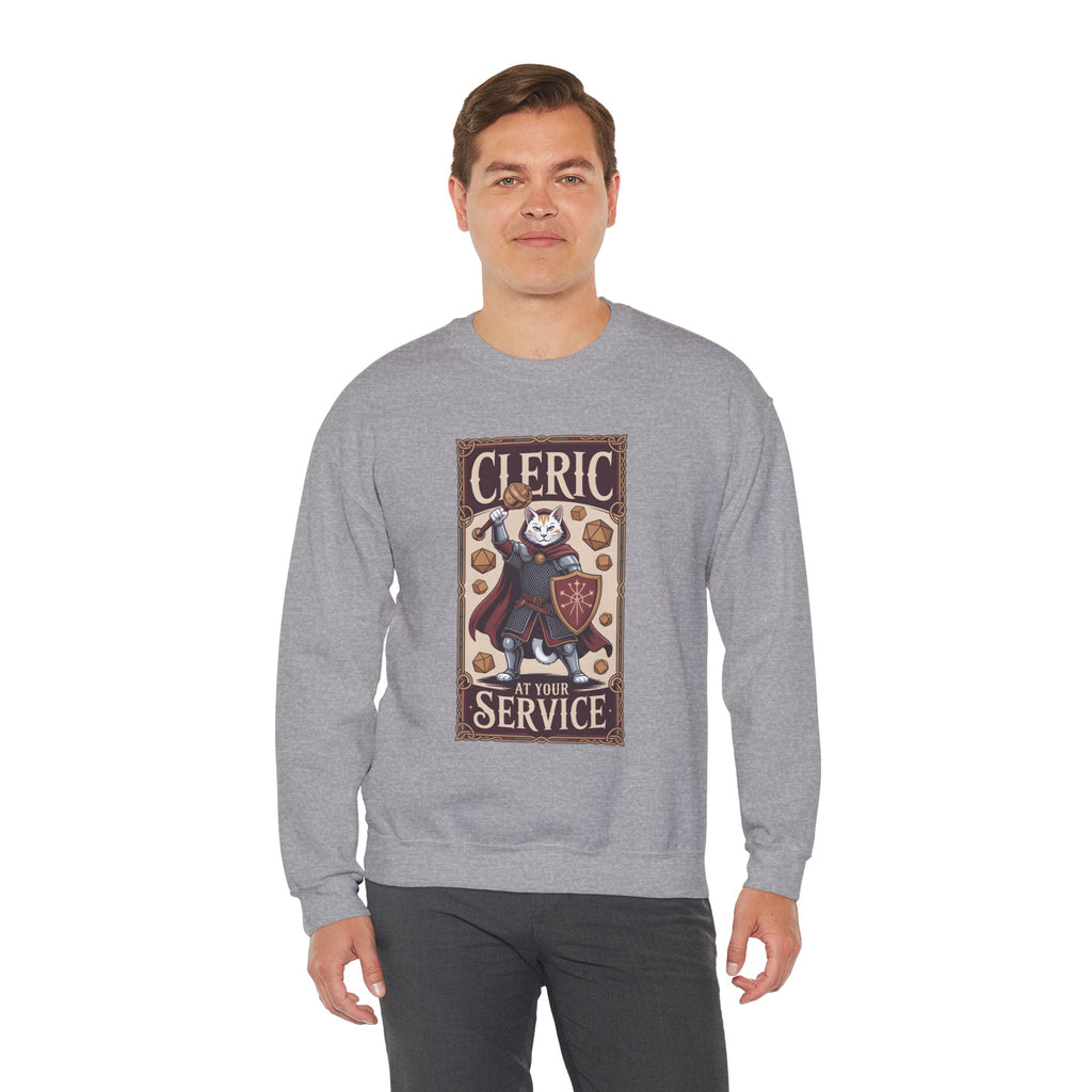 Cleric Cat at Your Service D&D Sweatshirt | Cat Lover RPG Gift